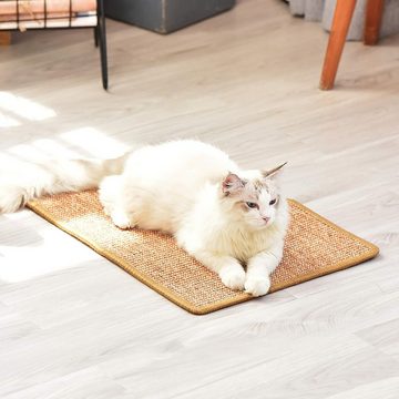 leben Kratzmatte Katzenkratzbrett aus Natursisal, langlebige Katzenmöbel, Fußmatte, Klettverschluss-Anti-Kratzmatte, 50 x 80 cm, braun