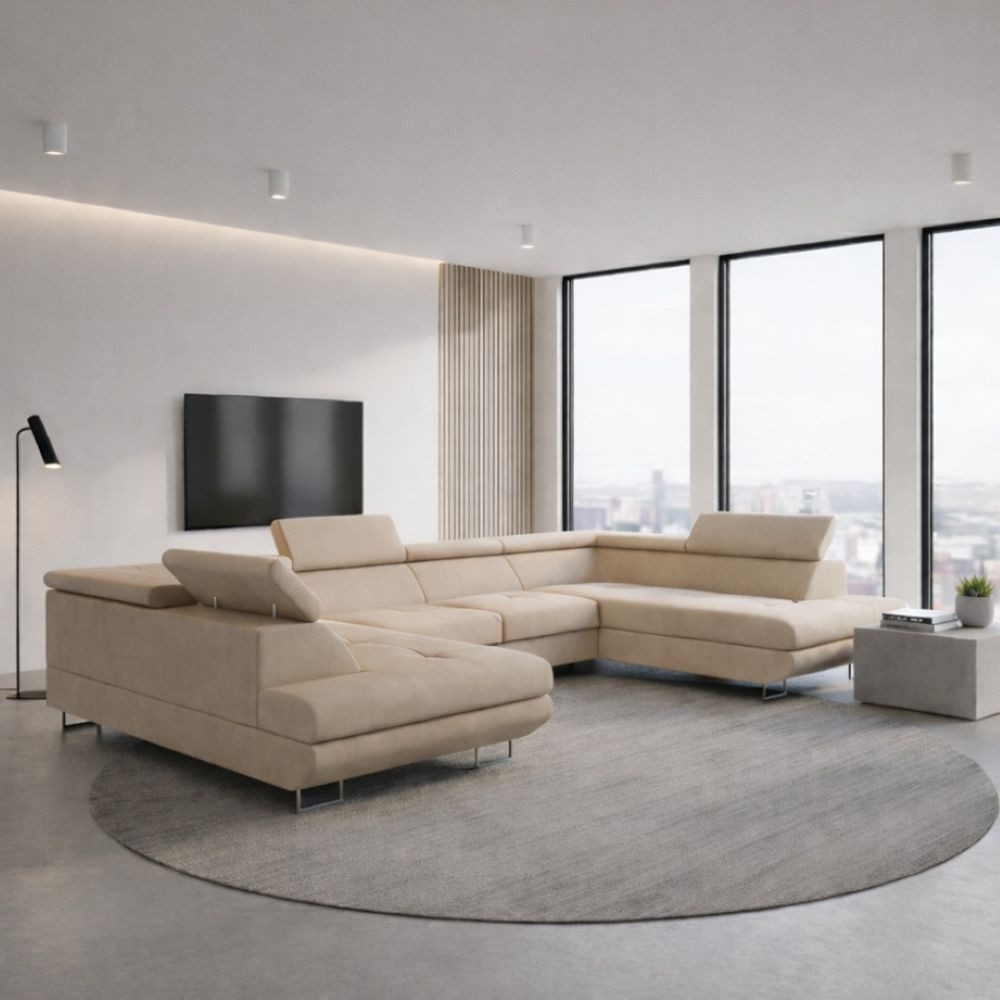 Labett Wohnlandschaft mit Schlaffunktion & Bettkasten GUERO U-Form Sofa