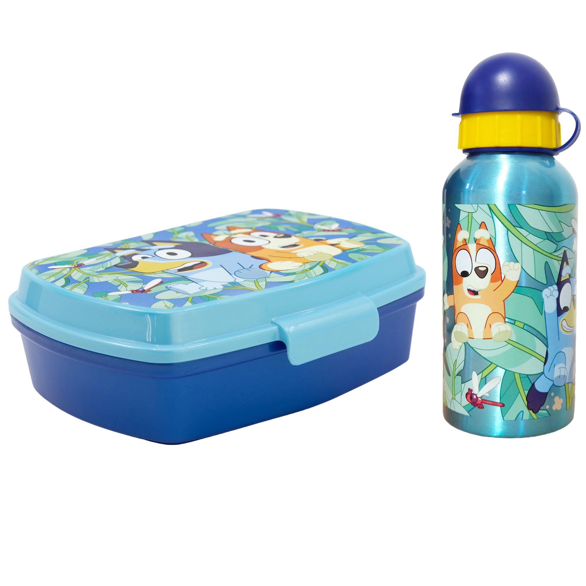 Bluey Lunchbox Bluey Bingo Kinder 2-teiliges Set Brotdose Alu Trinkflasche 400 ml, (Spar-Set, 2-tlg., Spar-Set)