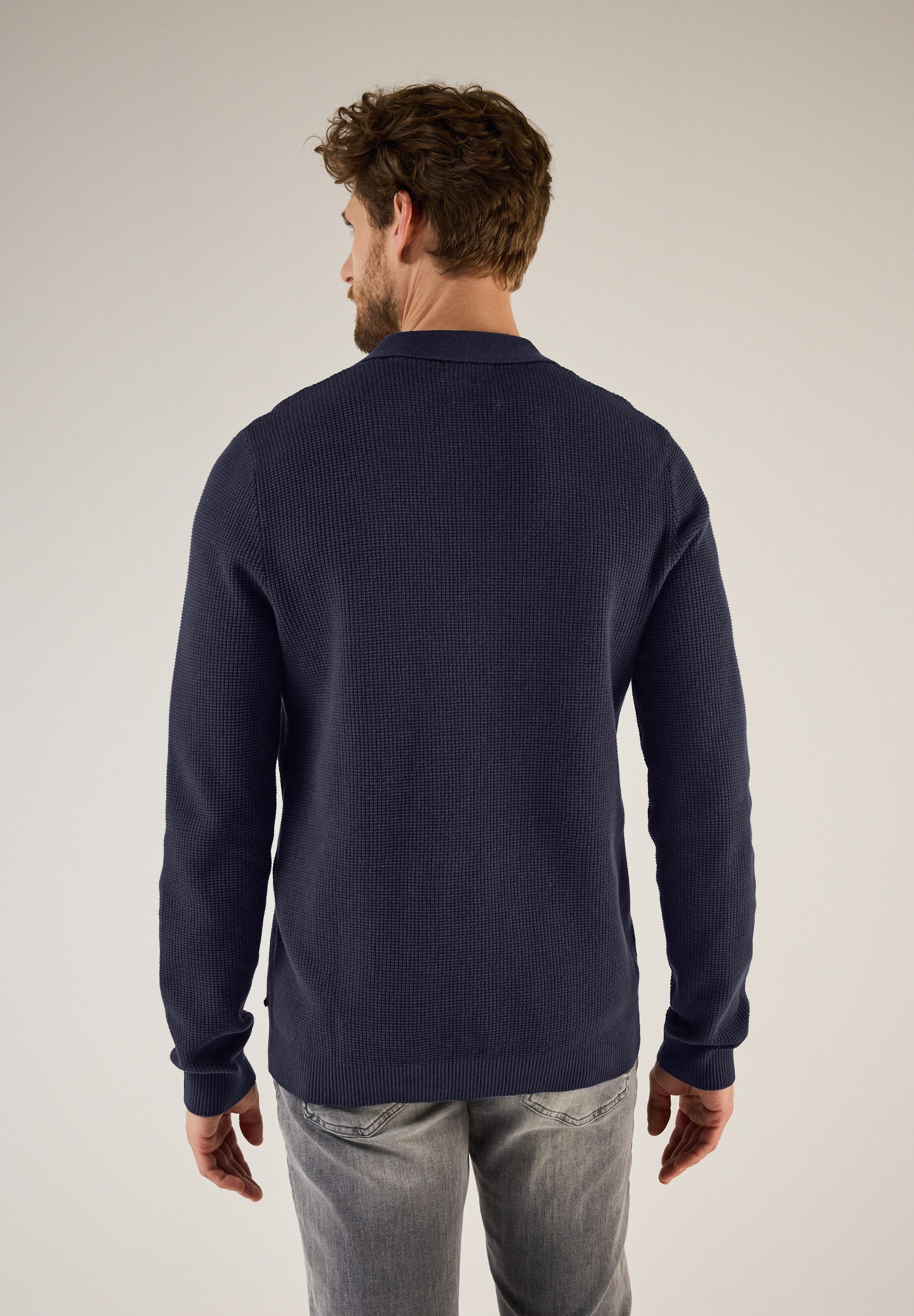STREET ONE MEN V-Ausschnitt-Pullover aus reiner Baumwolle