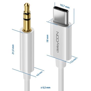deleyCON deleyCON 1m 3,5mm Klinke auf USB-C Kabel AUX 3,5mm Klinkenkabel Audio USB-Kabel