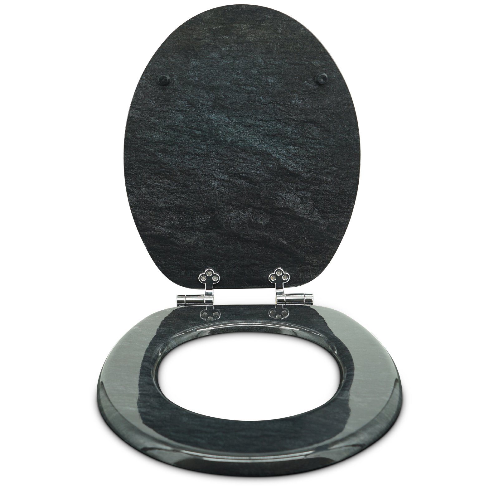Sanfino WC-Sitz „Granit“ hochwertiger Toilettendeckel mit Absenkautomatik, aus Holz, viele bunte Motive, hoher Sitzkomfort, einfache Montage – Bild 3 von 5