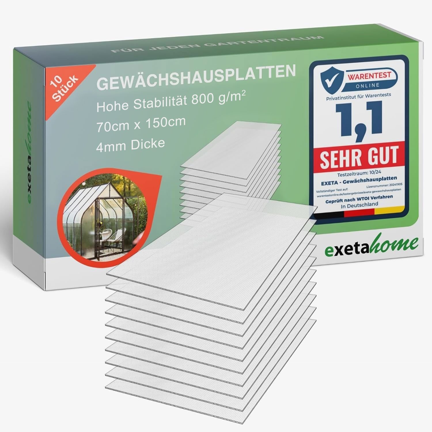 exeta Hohlkammerplatte Gewächshausplatten 4mm 10 Stück I 70 x 150 cm Polyca günstig online kaufen