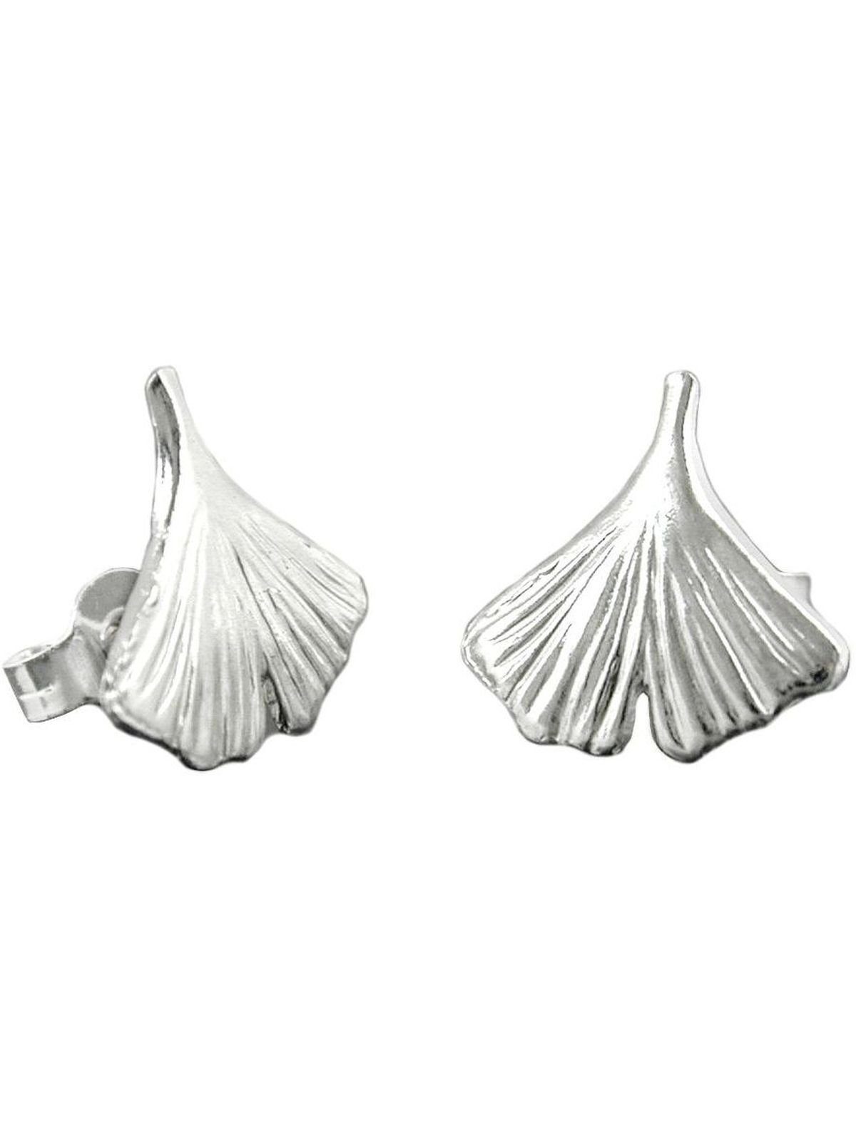 (1-tlg) 925 12mm Ohrstecker Silber Ginkgoblatt Ohrring Gallay glänzend Paar