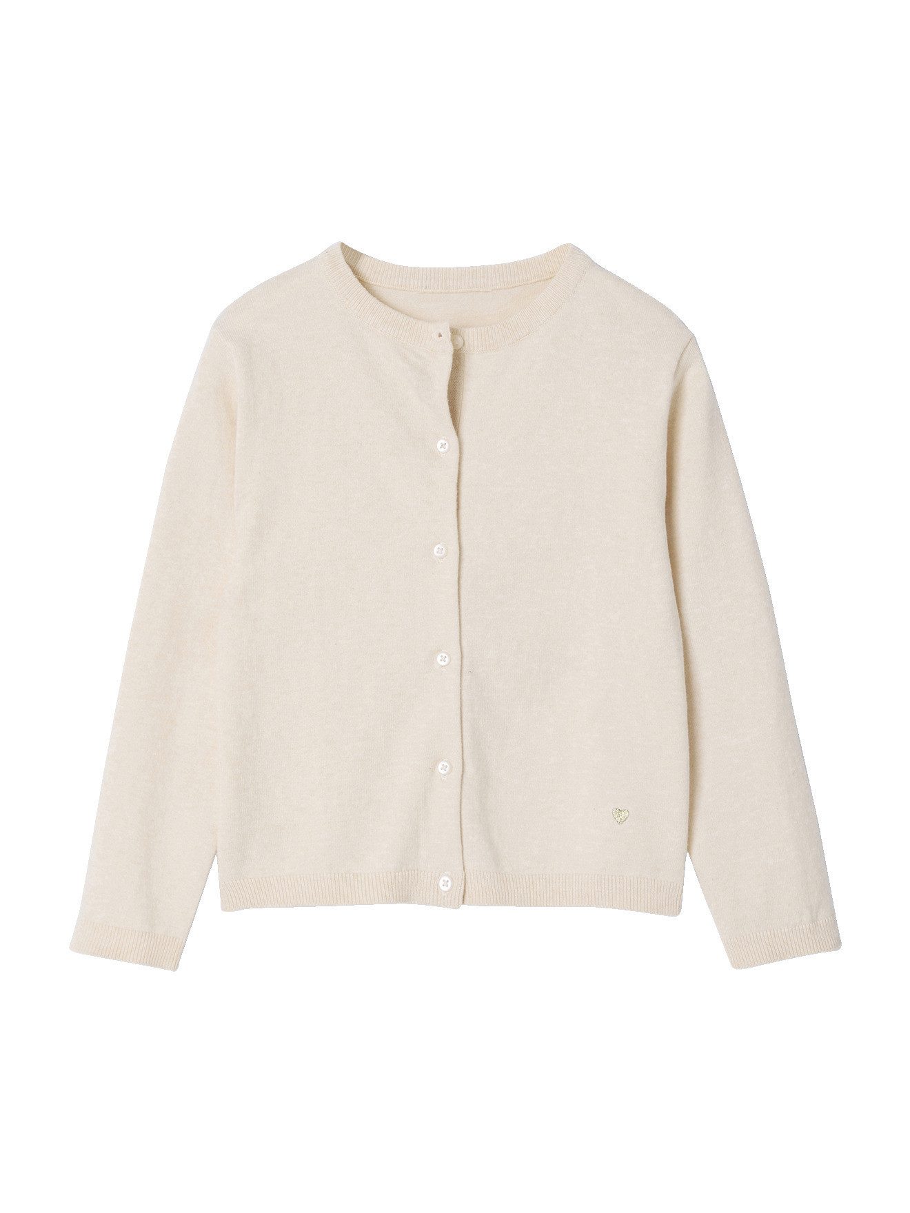 vertbaudet Strickjacke Mädchen Strickjacke BASICS Runder Ausschnitt, Knopfverschluss