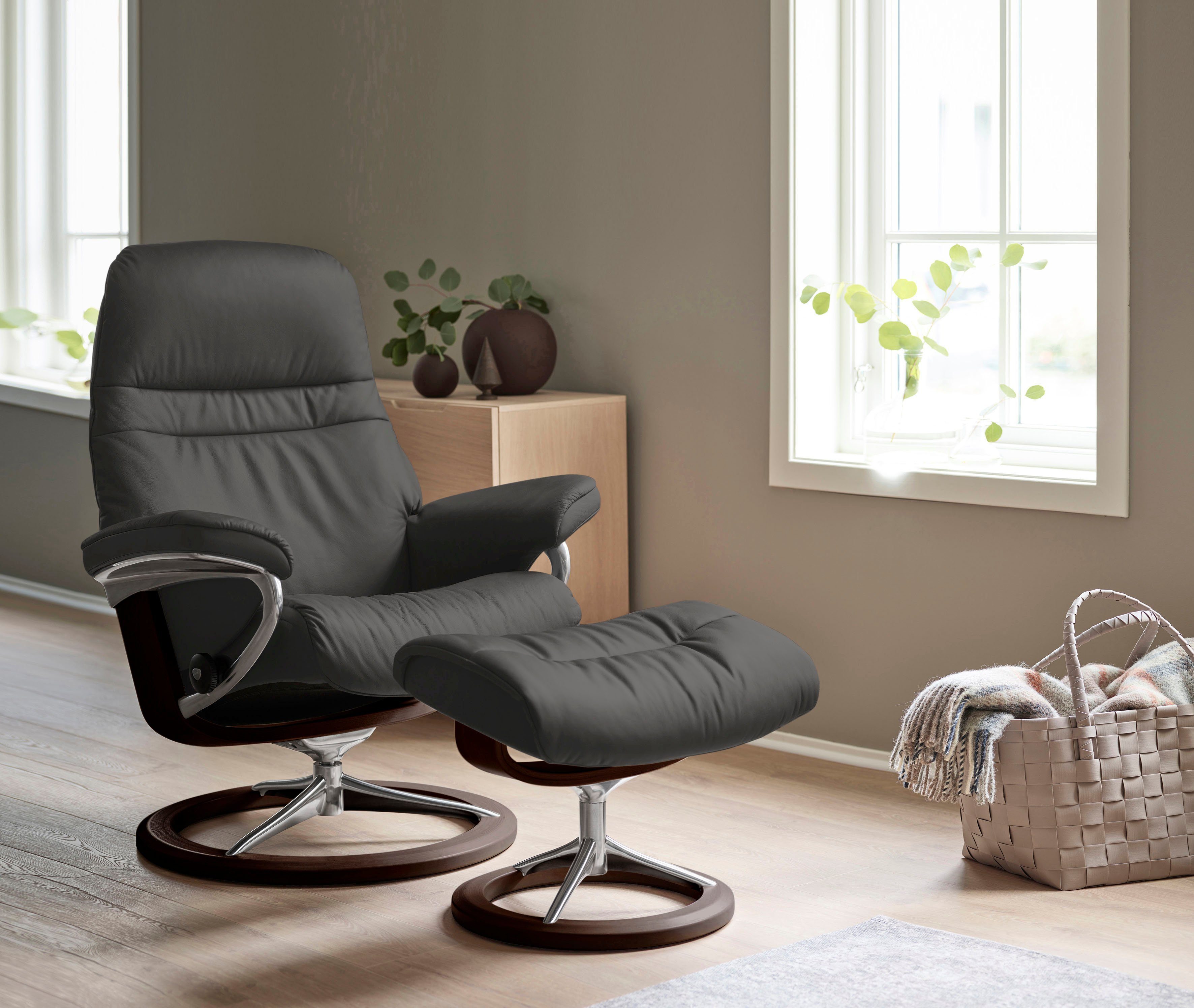 mit Base, Signature Sunrise, Stressless® Braun L, Größe Gestell Relaxsessel