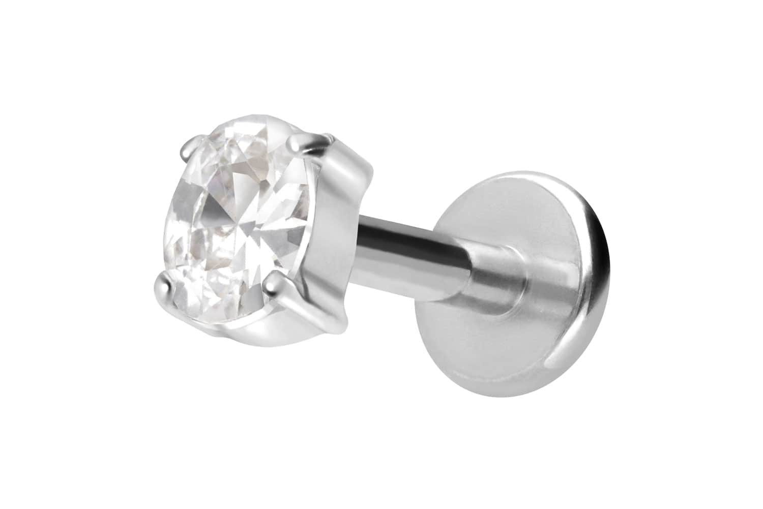 Piercing-Set Titan Labret mit Innengewinde EINGEFASSTES KRISTALLOVAL