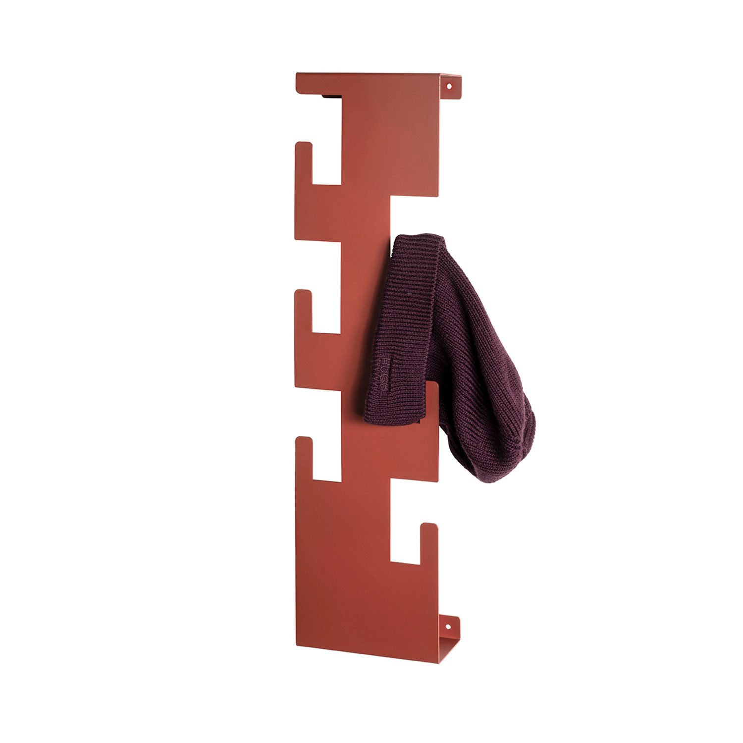 HAKU Garderobenständer Garderobe - rot aus Stahl - H. 60cm x B. 15cm - Flurgarderobe, (1xWandgarderobe, Wandhalterung - Wandhalter), Wandhakenleiste - Hakenleiste - Garderobenleiste - Wandhaken