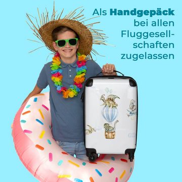 NoBoringSuitcases.com© Kinderkoffer Dinosaurier - Heißluftballon - Junge - Flugzeug - Sterne 55x35x20cm, 4 Rollen, Reisetasche mit rollen, Handgepäck für Ferien, Kindertrolley, Koffer