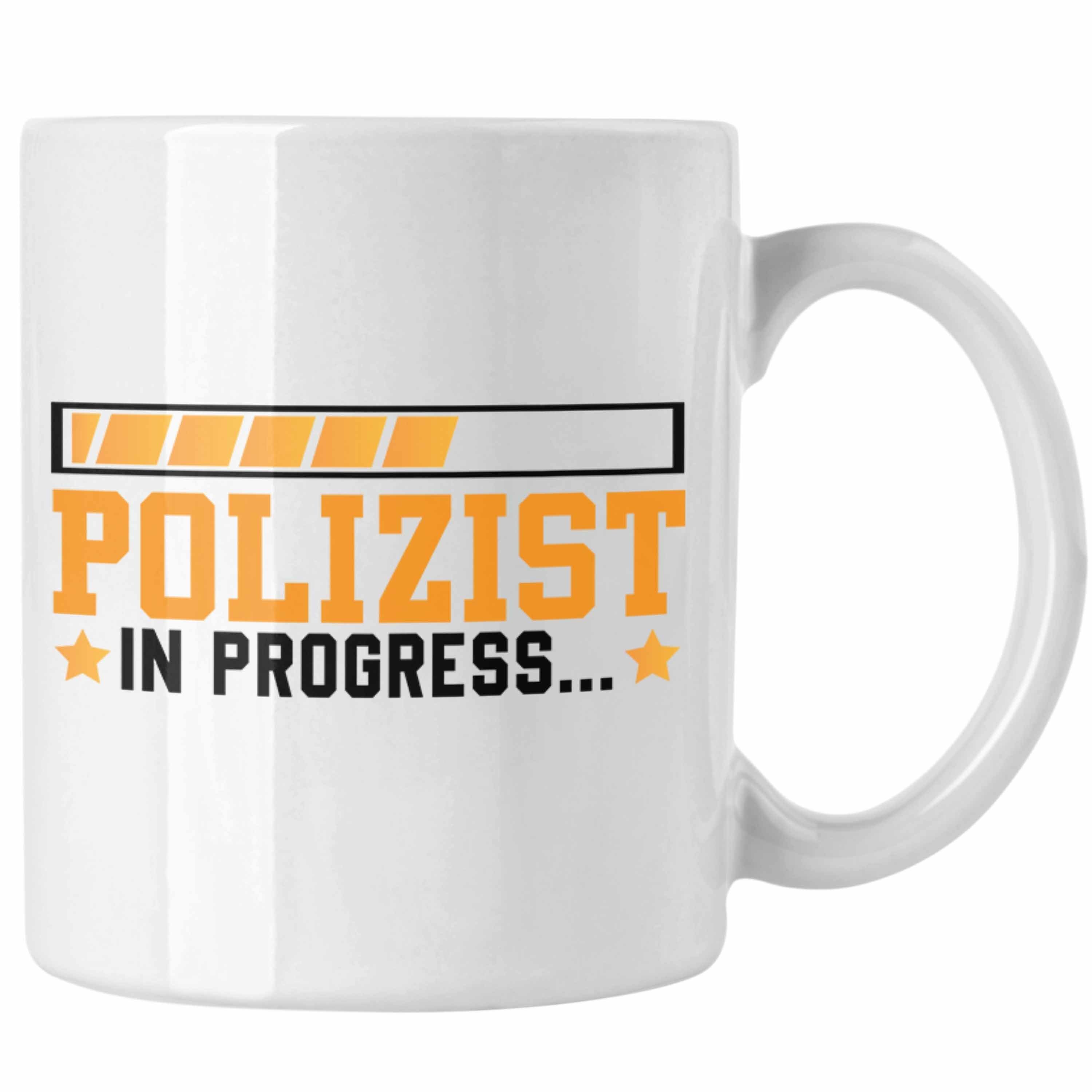 Trendation Tasse Trendation - Polizist In Progress Tasse Geschenk Polizei Ausbildung Geschenkidee Weiss