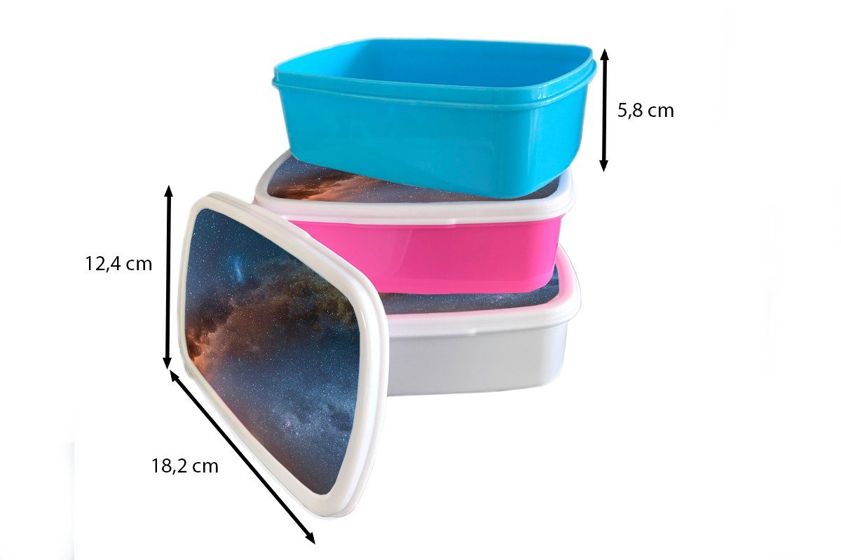 für im und Mädchen Weltraum, und Sterne Kinder Jungs Erwachsene, weiß Lunchbox für Brotbox MuchoWow Brotdose, Kunststoff, (2-tlg),