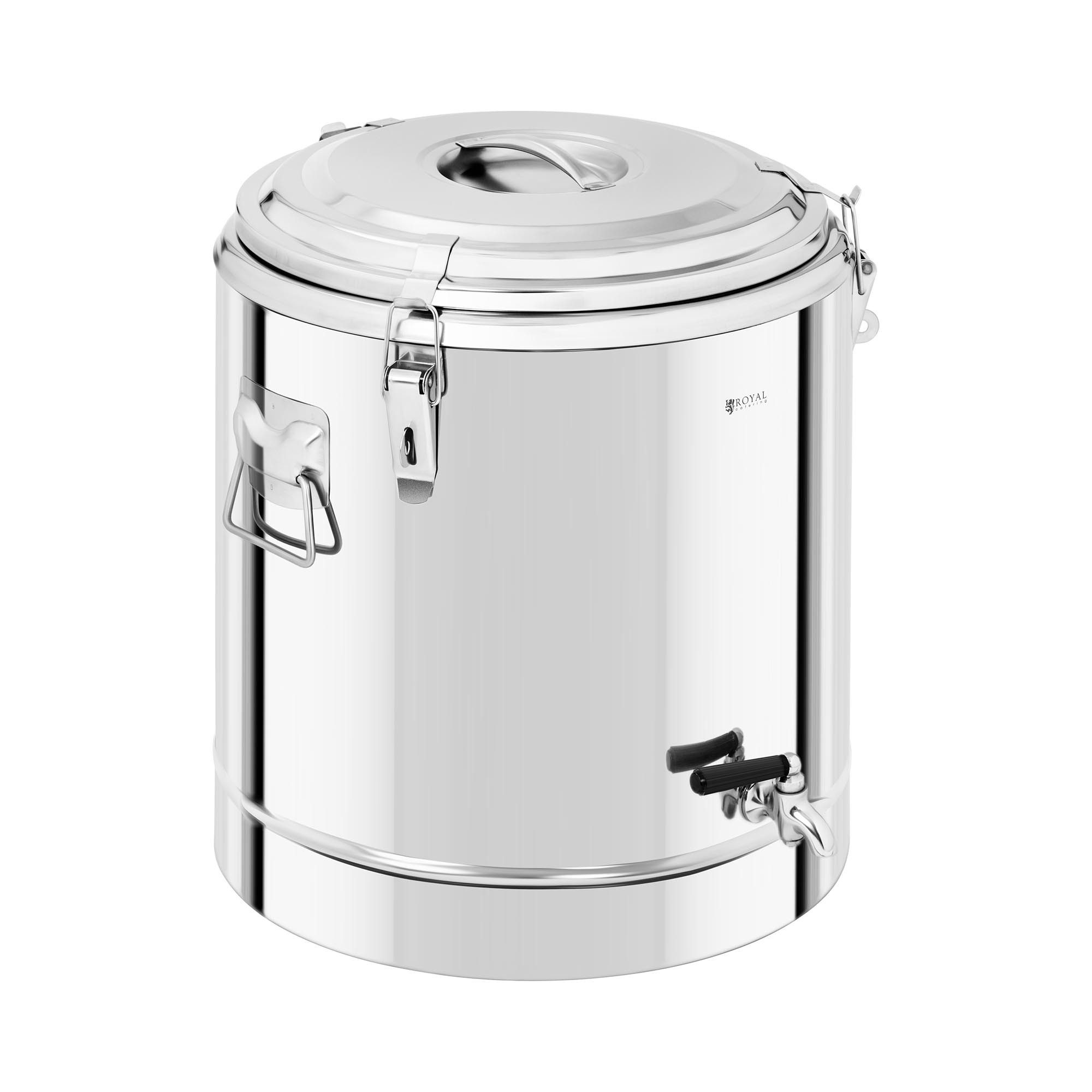 Royal Catering Thermobehälter Thermobox Warmhaltebehälter Ablasshahn 30 L, Edelstahl