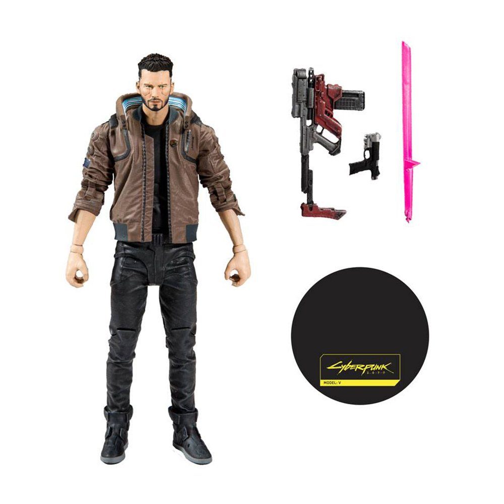 McFarlane Toys Merchandise-Figur Cyberpunk 2077 Actionfigur, Figur von Male  V, Vincent mit Equipment, (Figur mit Zubehör), Actionfigur von Male V