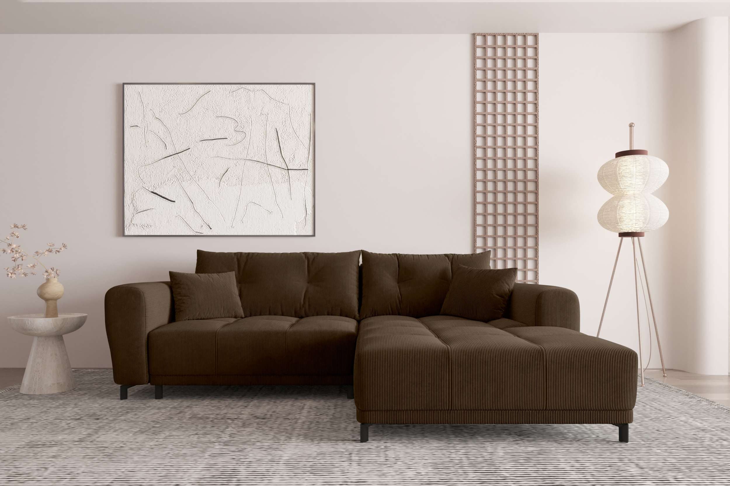 99rooms Ecksofa Massimo, Sofa L-Form, Eckcouch, mit oder ohne Schlaffunktion,Rundumbezug, in Cordstoff POSO