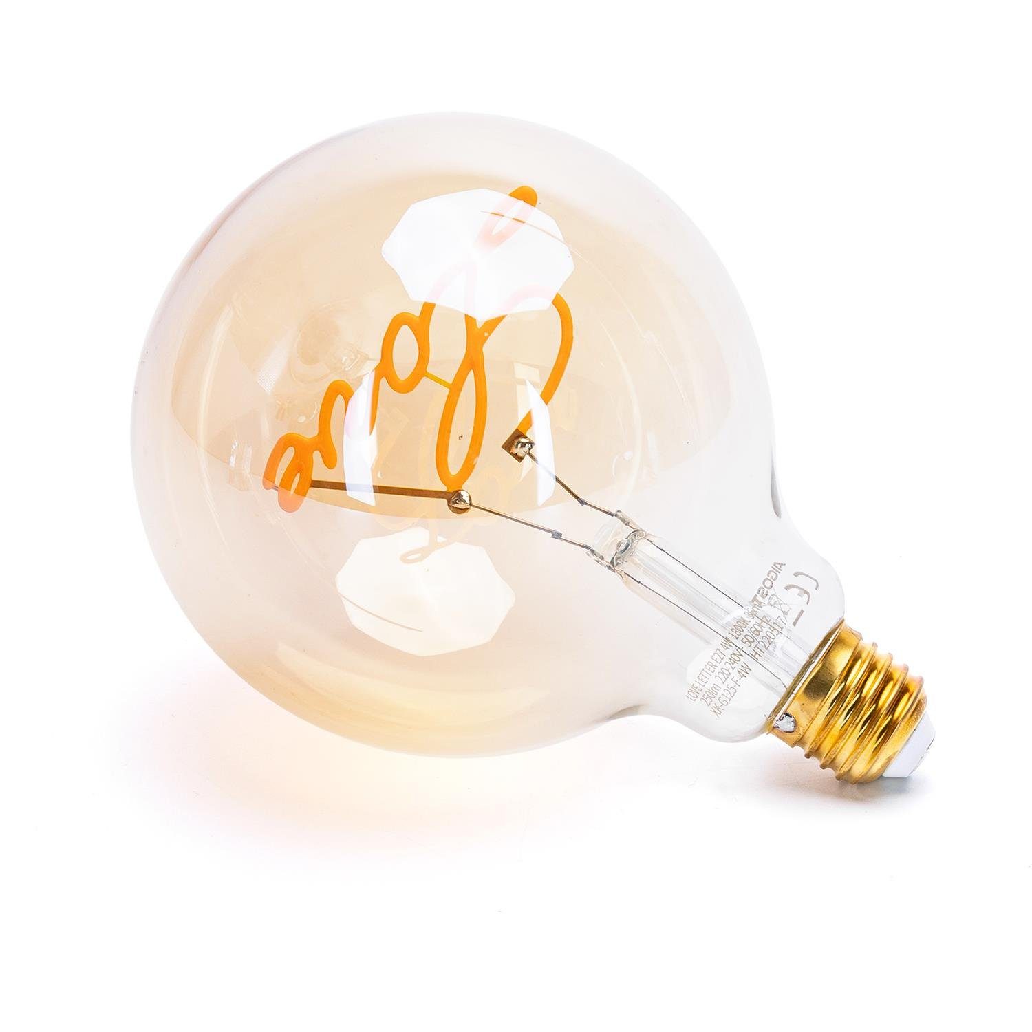 Aigostar LED-Filament 4W LED Filament Leuchtmittel Edison E27 Deko Retro Nostalgie Glühbirne, Warmweiß, Retro Nostalgie Glühbirne Lampe Form G95 4W 250 Lumen 1800K warmweiß