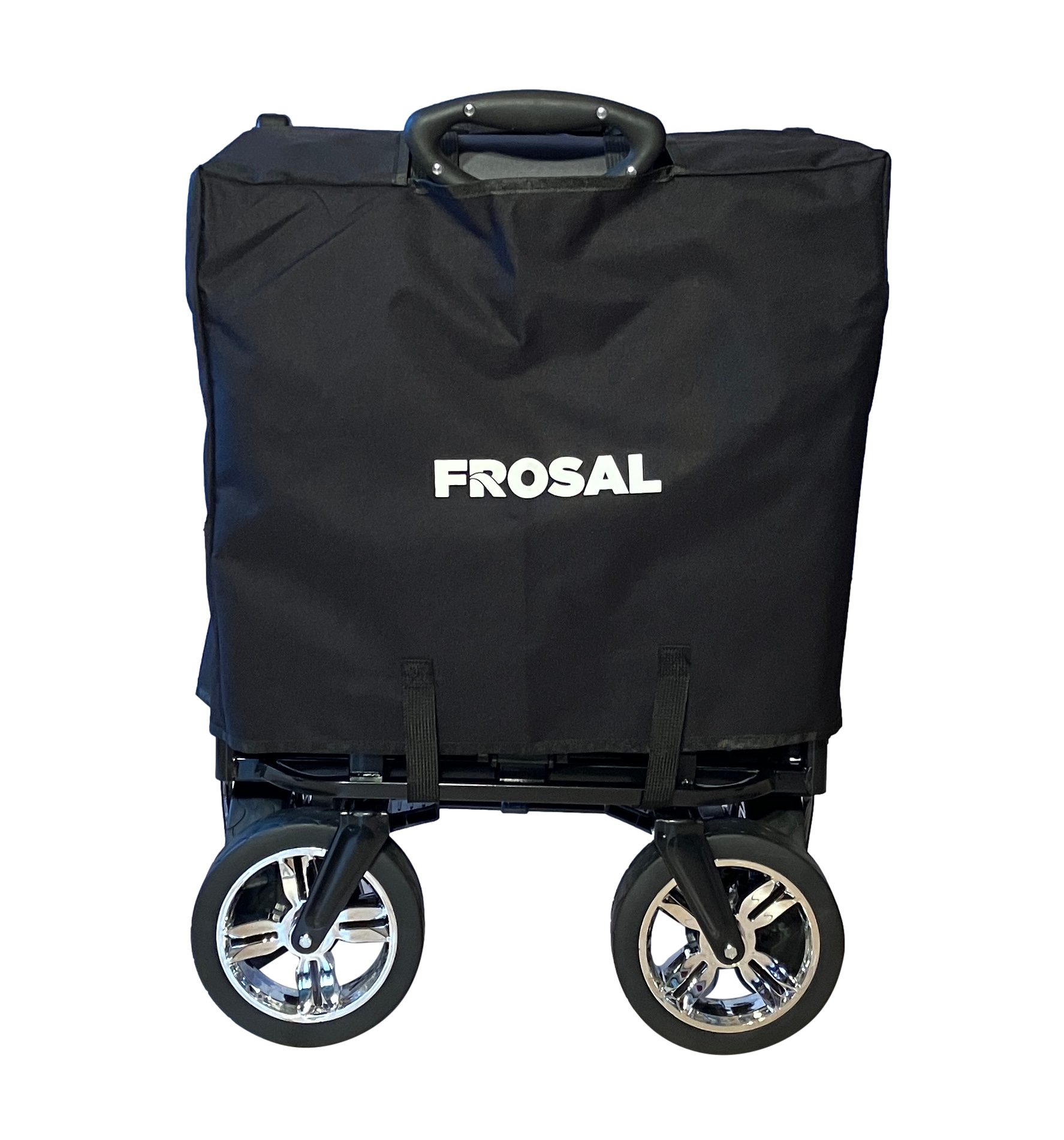 Frosal Loki folding wagon with sun canopy and push handle, foldable, black