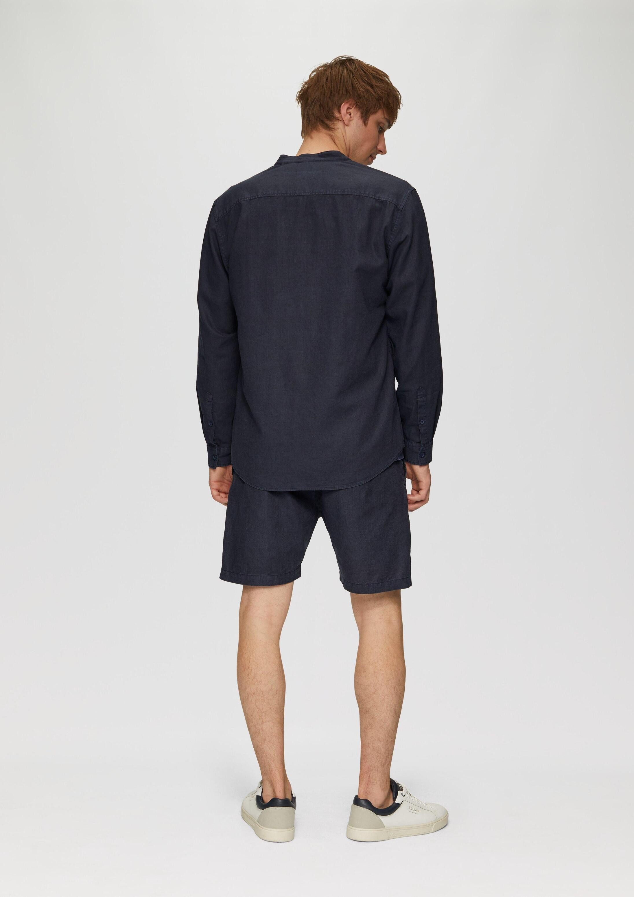 QS Langarmhemd Hemd Hemd aus Leinenmix mit Garment Dye