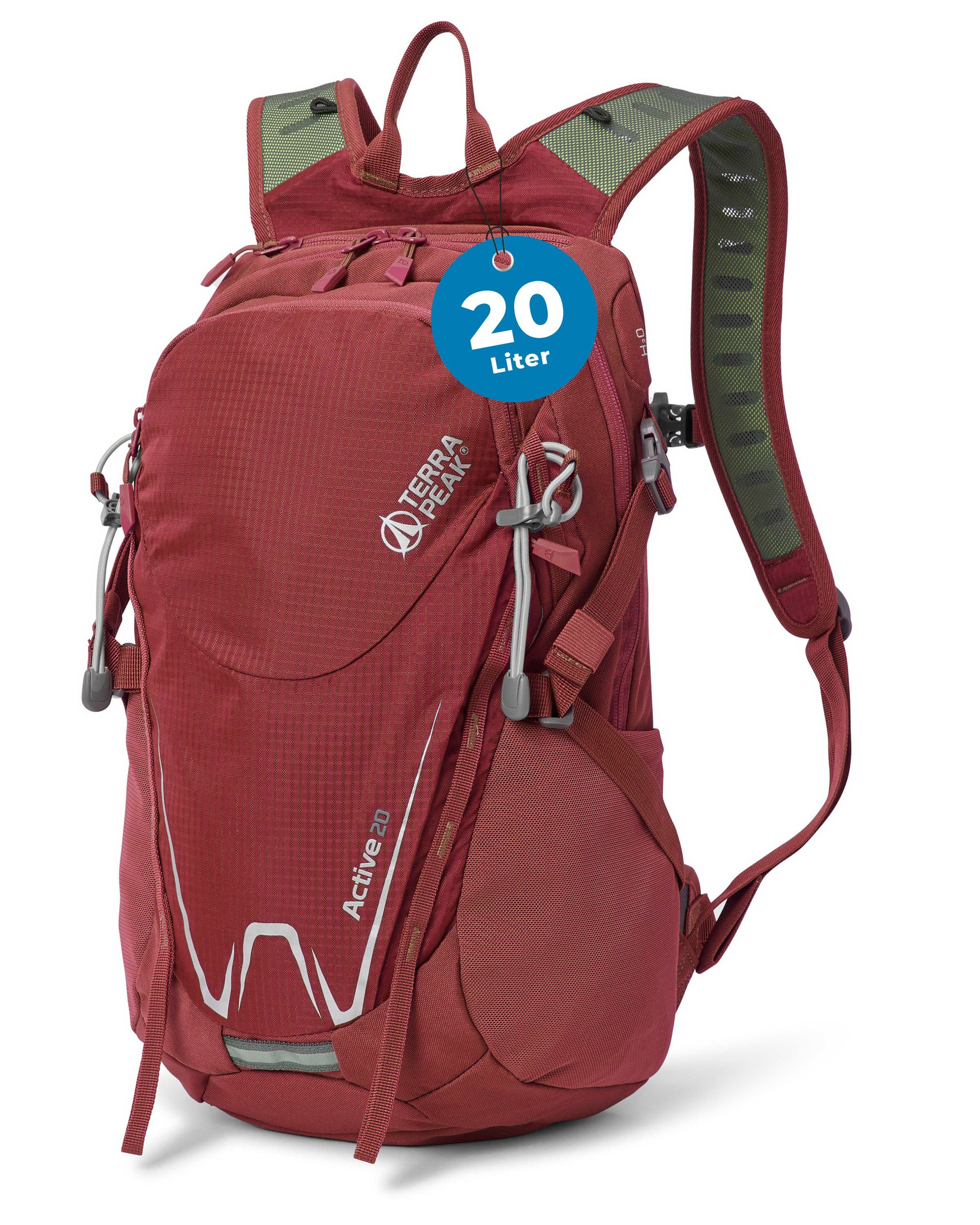 Terra Peak Sportrucksack Active 20, 20L klein mit YKK Reißverschluss Trekkingrucksack mit Hüftgurt Rot | Daypacks