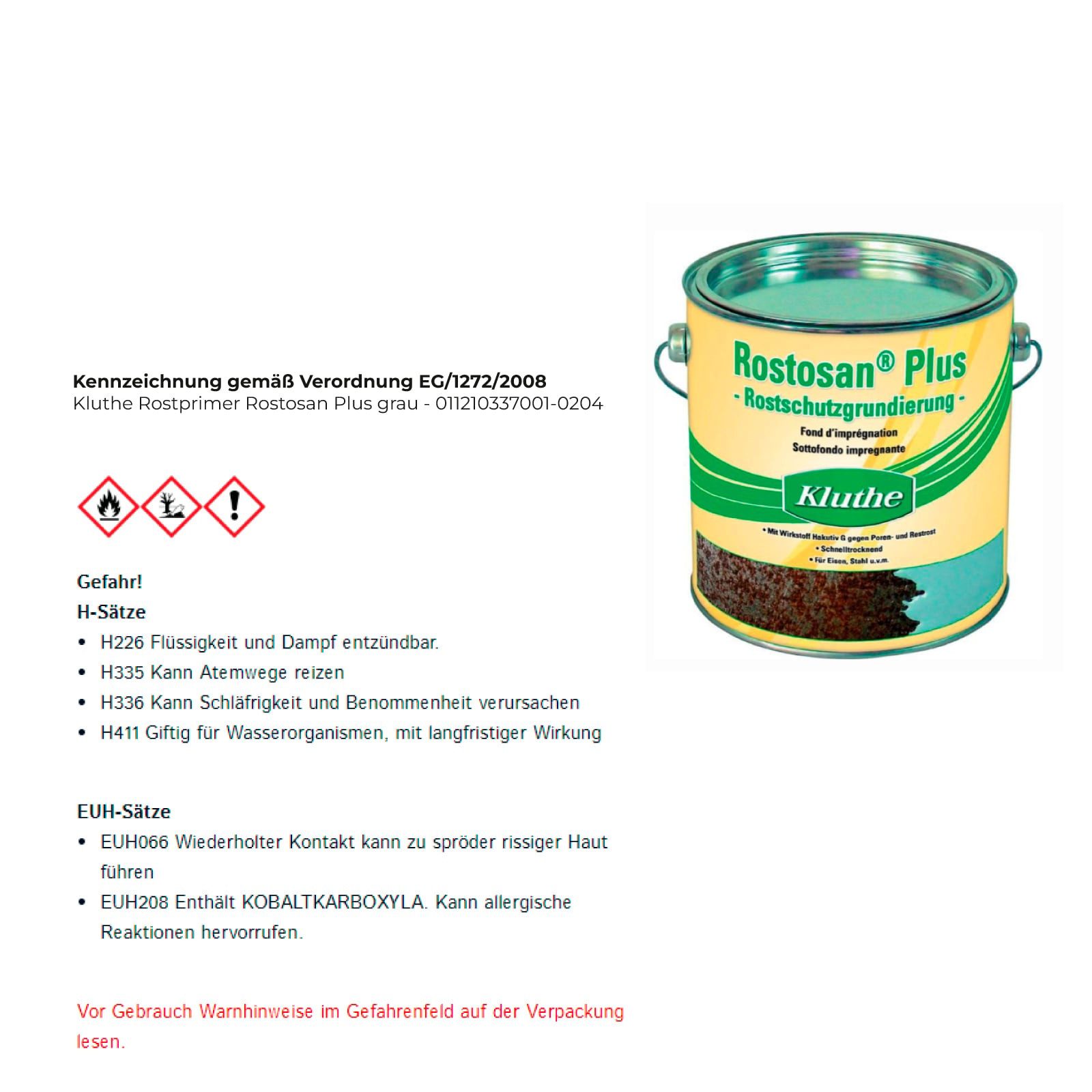 Kluthe Multifunktionsöl Kluthe Rostprimer Rostosan Plus grau - 011210337001-0204