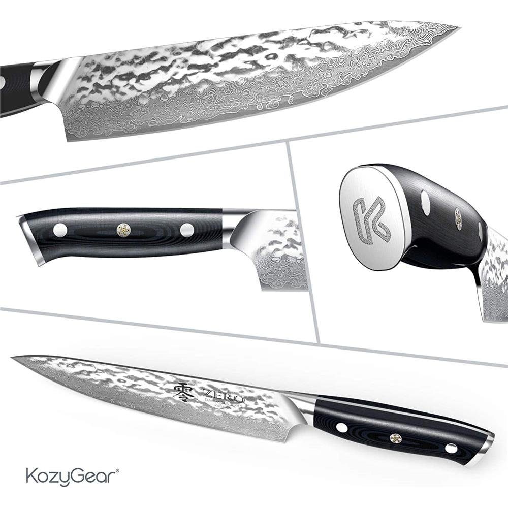 6KGZ-1004S, silber Kochmesser Edelstahl, professionelles Küchenmesser, KozyGear gehämmert, Messer