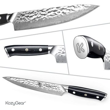 KozyGear Kochmesser 6KGZ-1004S, professionelles Küchenmesser, Edelstahl, Messer gehämmert, silber