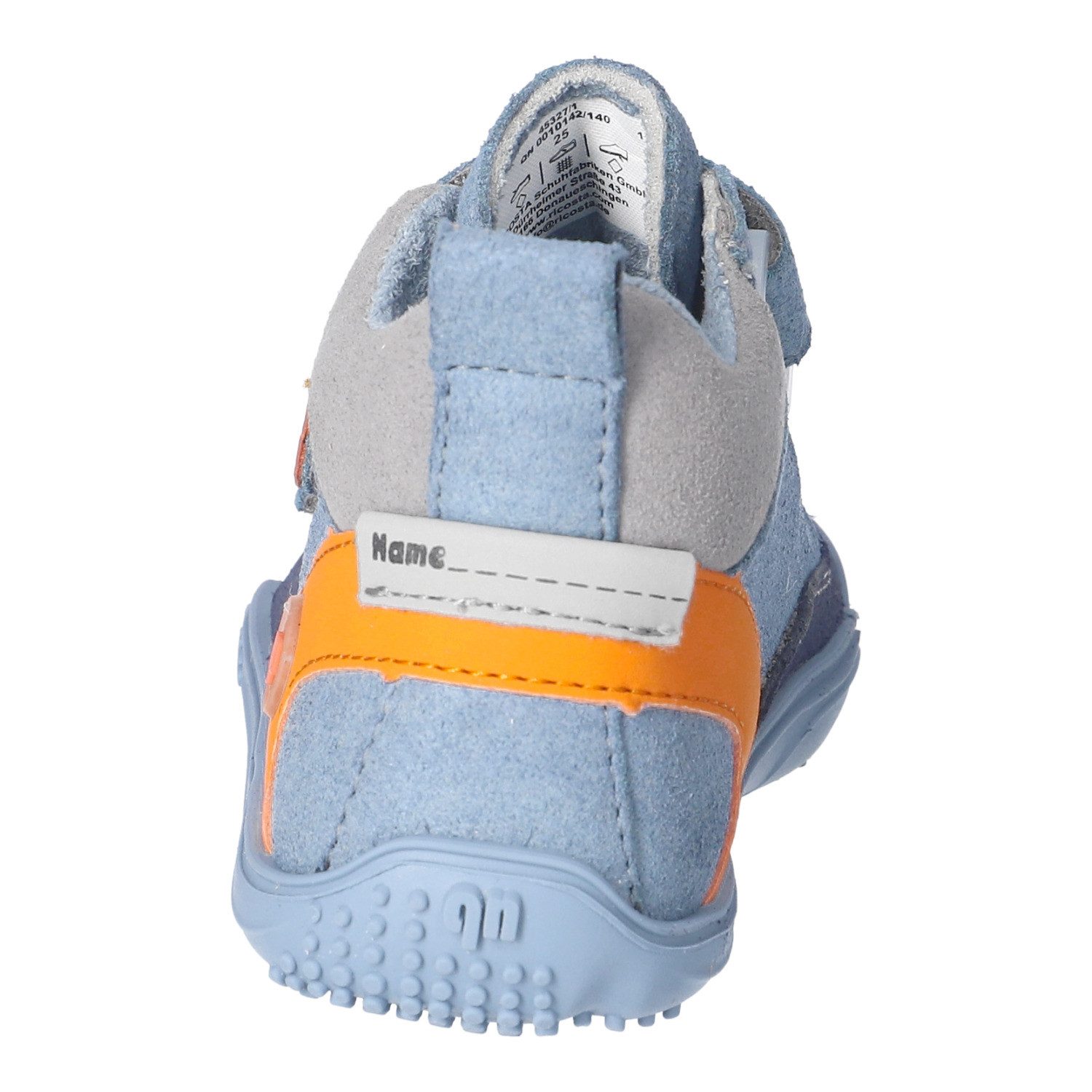 qnuffs Kastanie Barfußschuh Klettschuh, mit Namensschild an der Ferse, kürzbarer Klettriemen – Bild 3 von 5