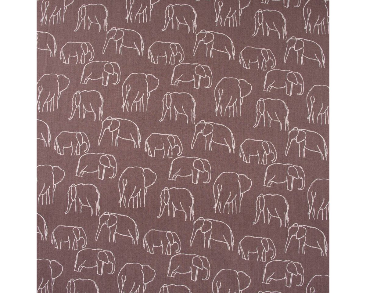 Thumbnail - SCHÖNER LEBEN. Stoff Baumwollstoff Popeline Elefant abstrakt mauve weiß 1,45m Breite, allergikergeeignet