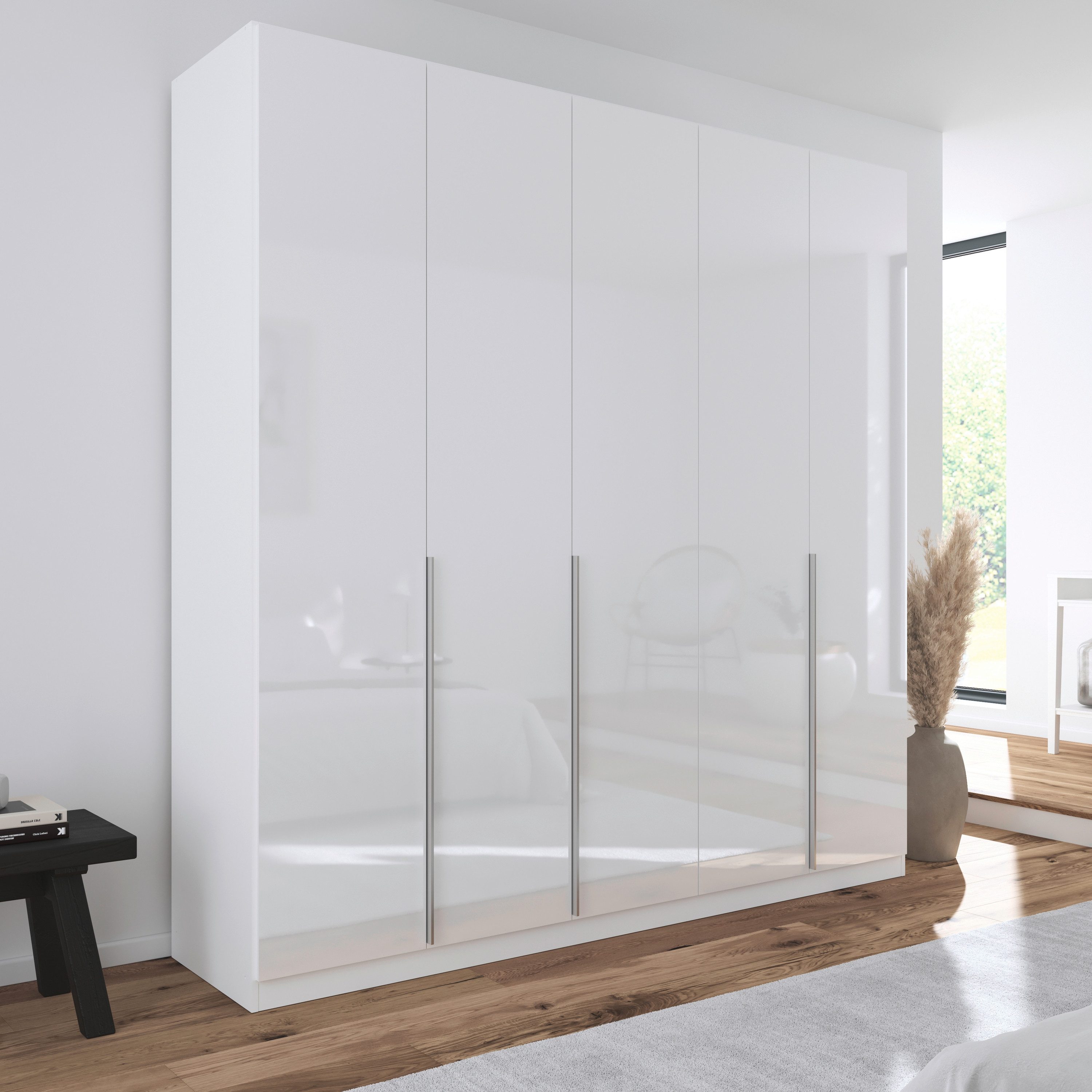 OTTO home Drehtürenschrank Kleiderschrank Schrank Garderobe AGORDO Schlafzimmer (in zwei Griff-Farben, Breiten 91-405 cm, Dekor- oder Hochglanzfront) durchdachte Innenausstattung, in 8 Breiten und 2 Höhen MADE IN GERMANY