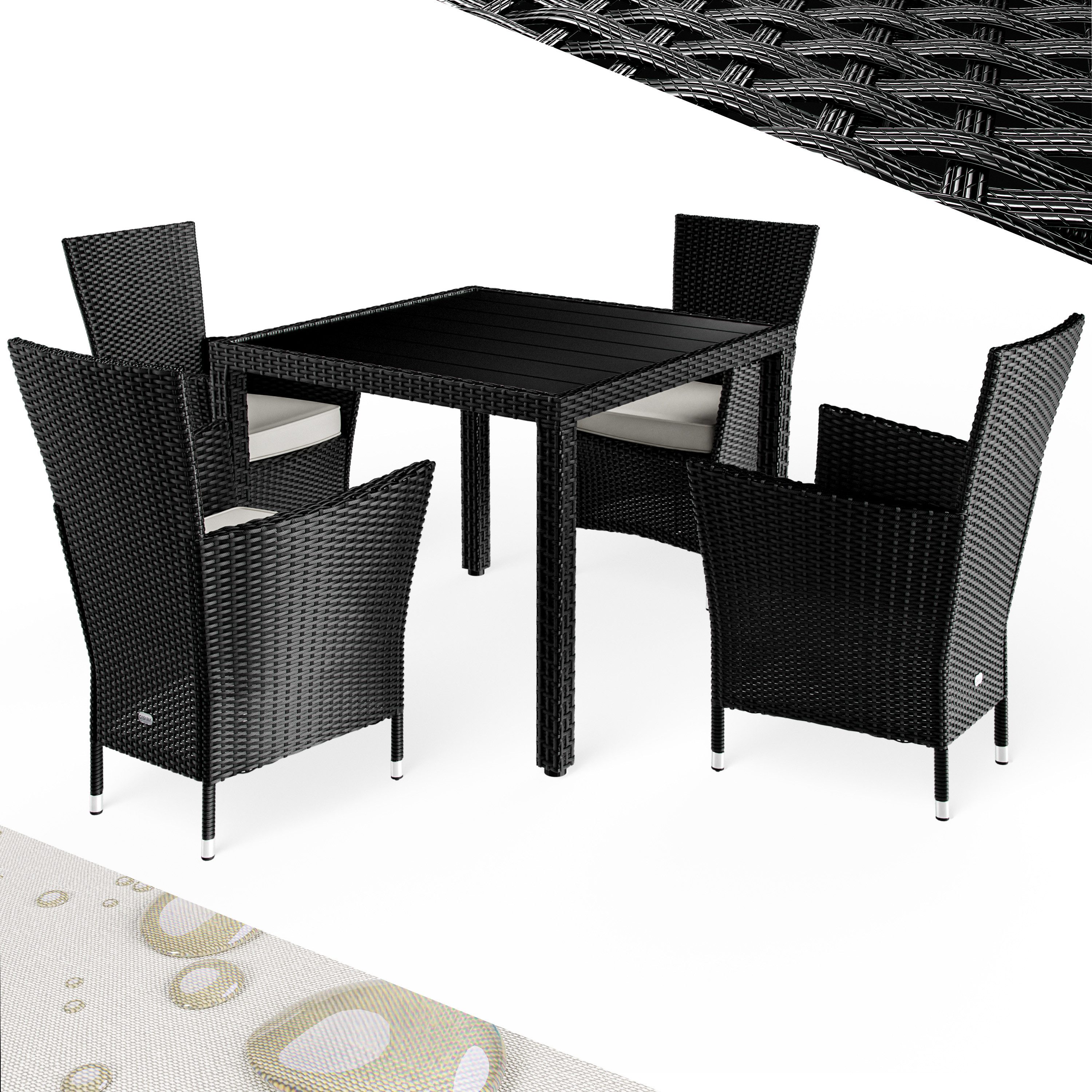 Casaria Garten-Essgruppe, Polyrattan 4 Stühle Stapelbar günstig online kaufen