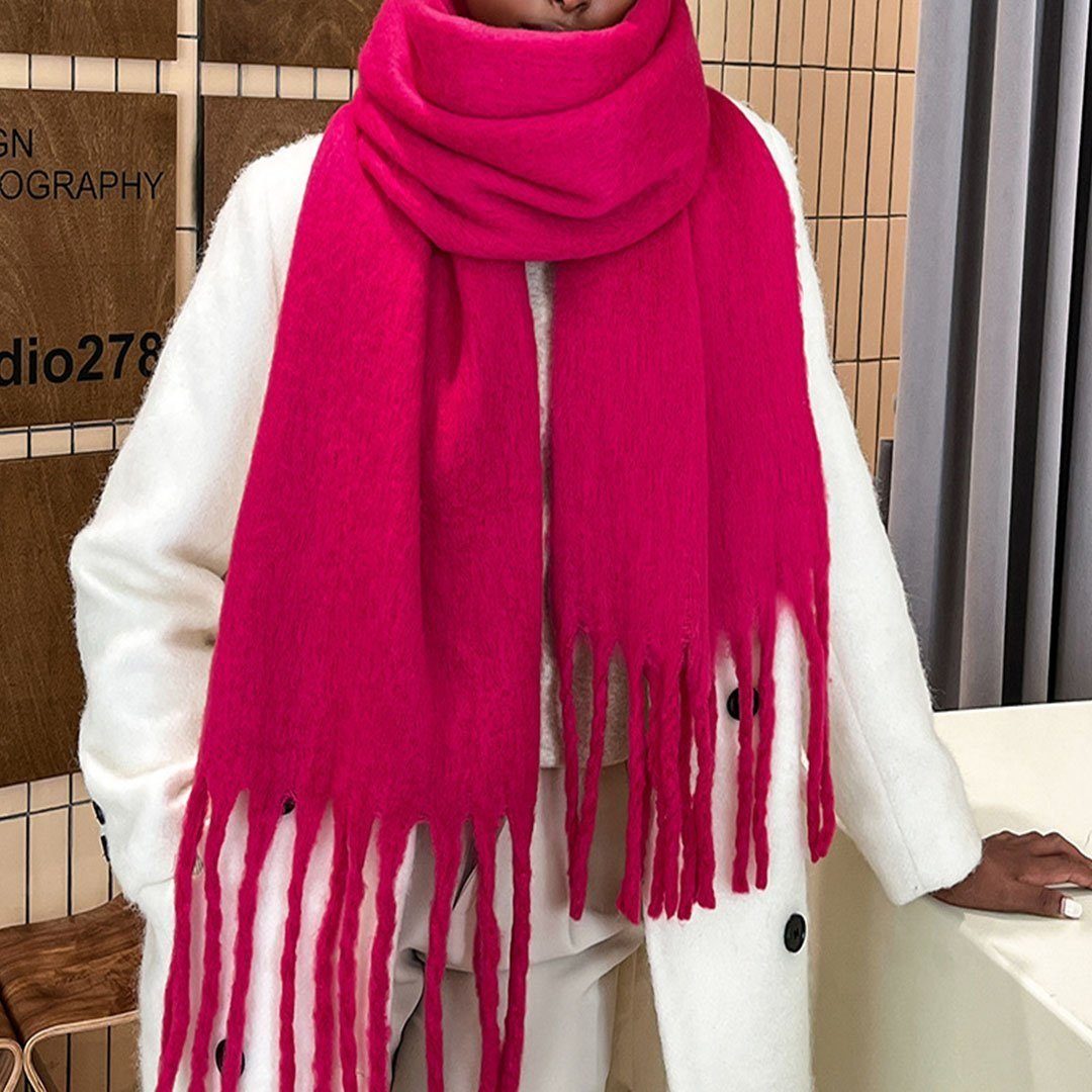 Rose Schal Winterlicher AUKUU Halstuch Schal, mit, Rot vielseitiger Schal Damen, (Quasten) für