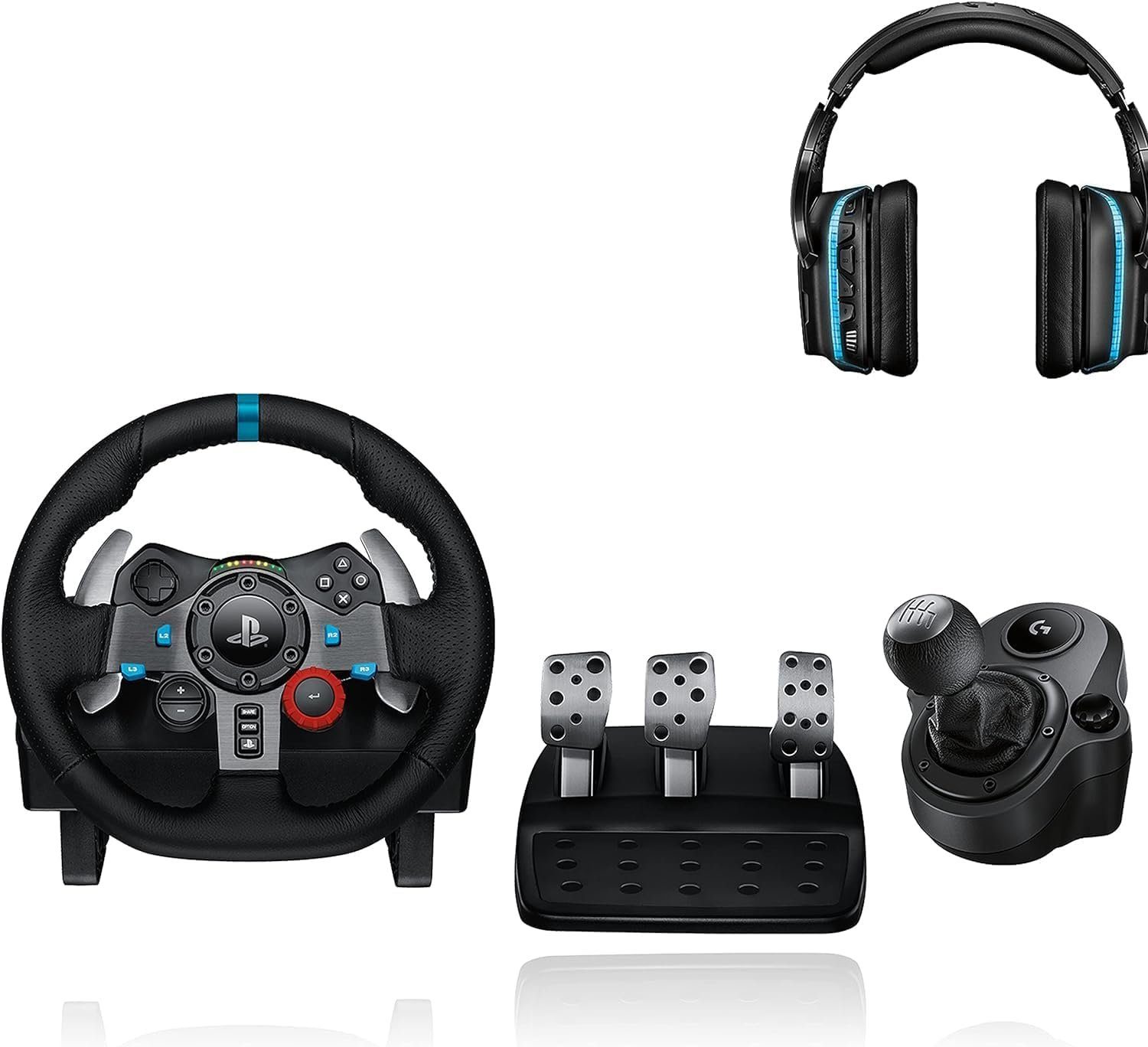 Logitech G29 Driving Force + Schalthebel+ G935 kabelloses Gaming ...