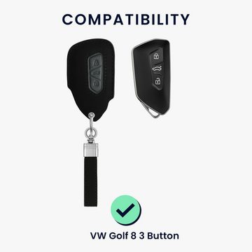 kwmobile Schlüsseltasche Autoschlüssel Kunstleder Hülle für VW Golf 8 (1-tlg), Schlüsselhülle Schlüssel Case - Cover in Schwarz Grau
