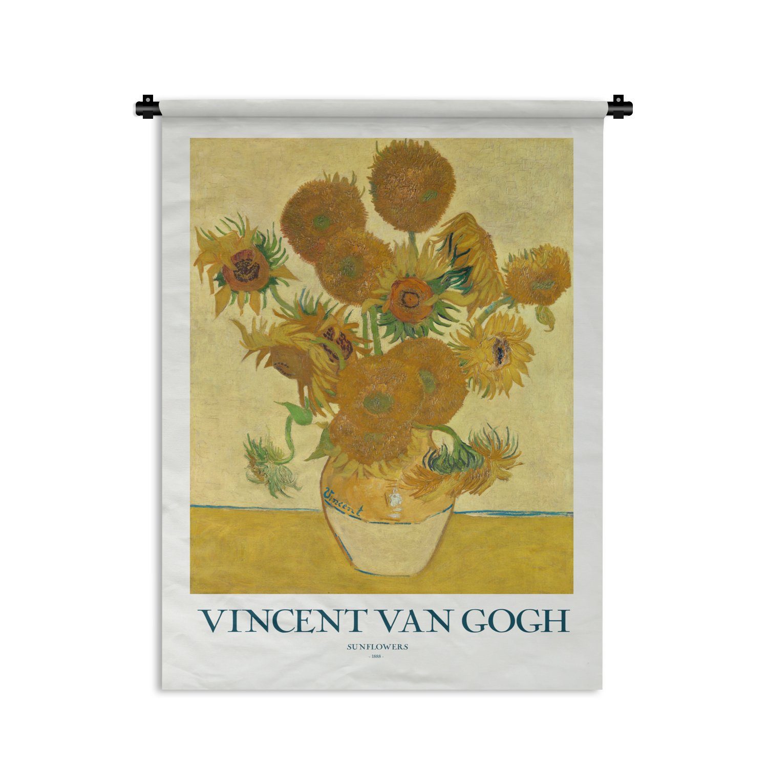 Gelb, Wand, - Wohnzimmer, Sonnenblumen Van - Wanddekoobjekt Deko - MuchoWow Gemälde für an Tapisserie, Schlafzimmer der Gogh