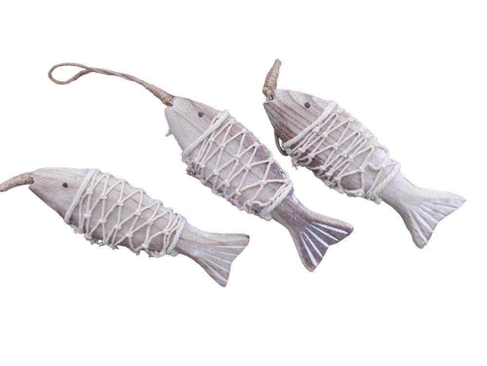 Deko-Impression Dekohänger Dekohänger 3 Fische z. Hängen Holz massiv Maritime Deko Meer (3 St)