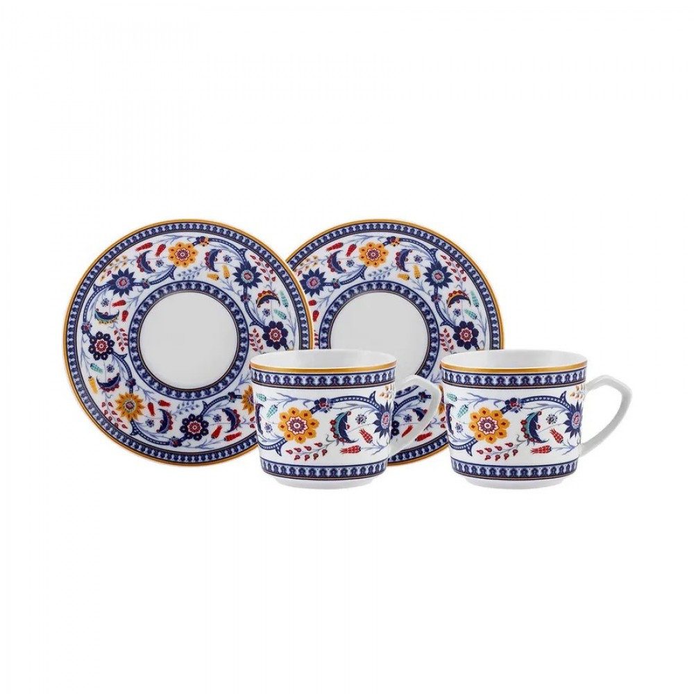 Karaca Kaffeeservice Linden 2 Personen Kaffeetassen Set 80 ml, 2 Personen