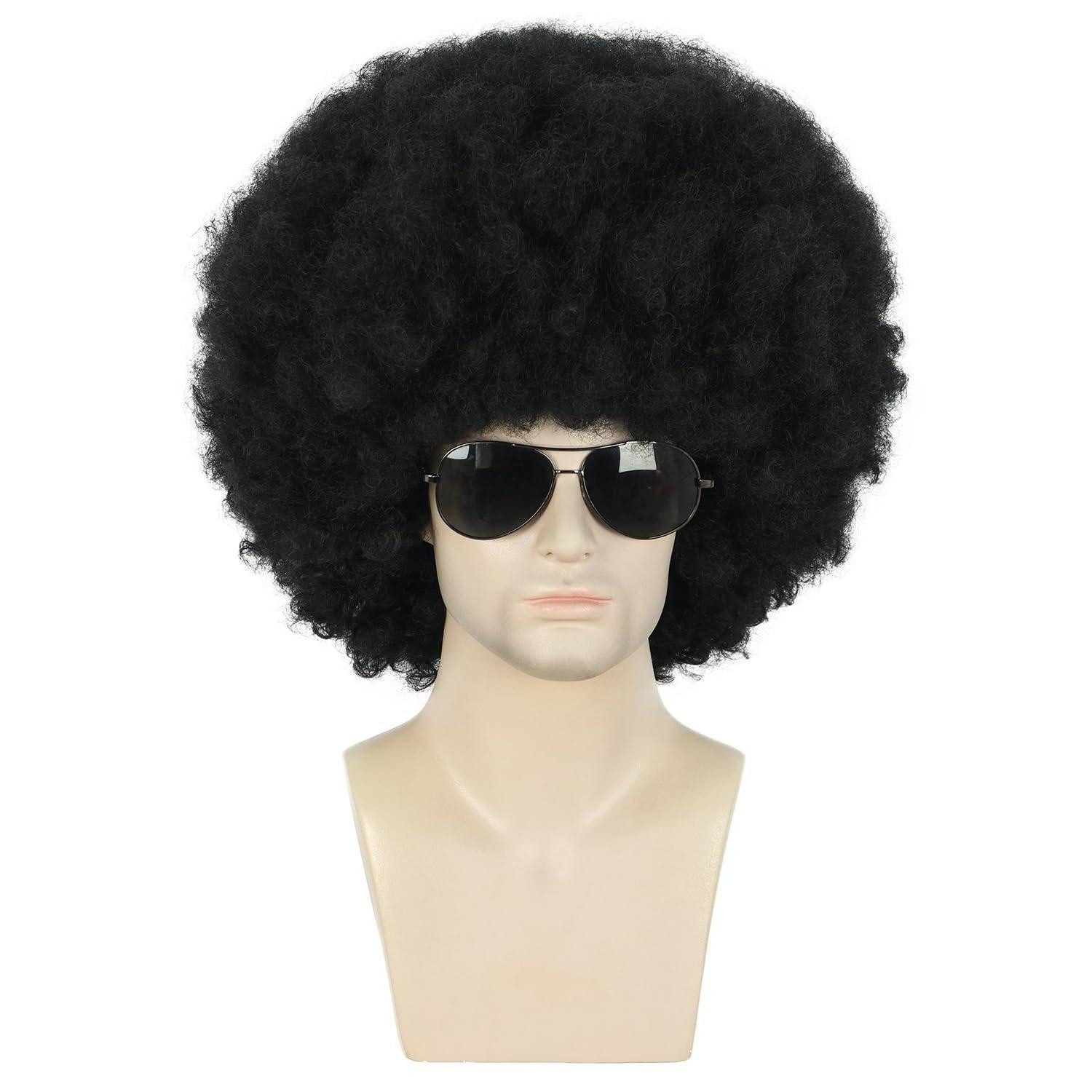 Kostüm-Perücke Perücke Afro 70er 80er Rocker Party Halloween Kostüm Schwarz
