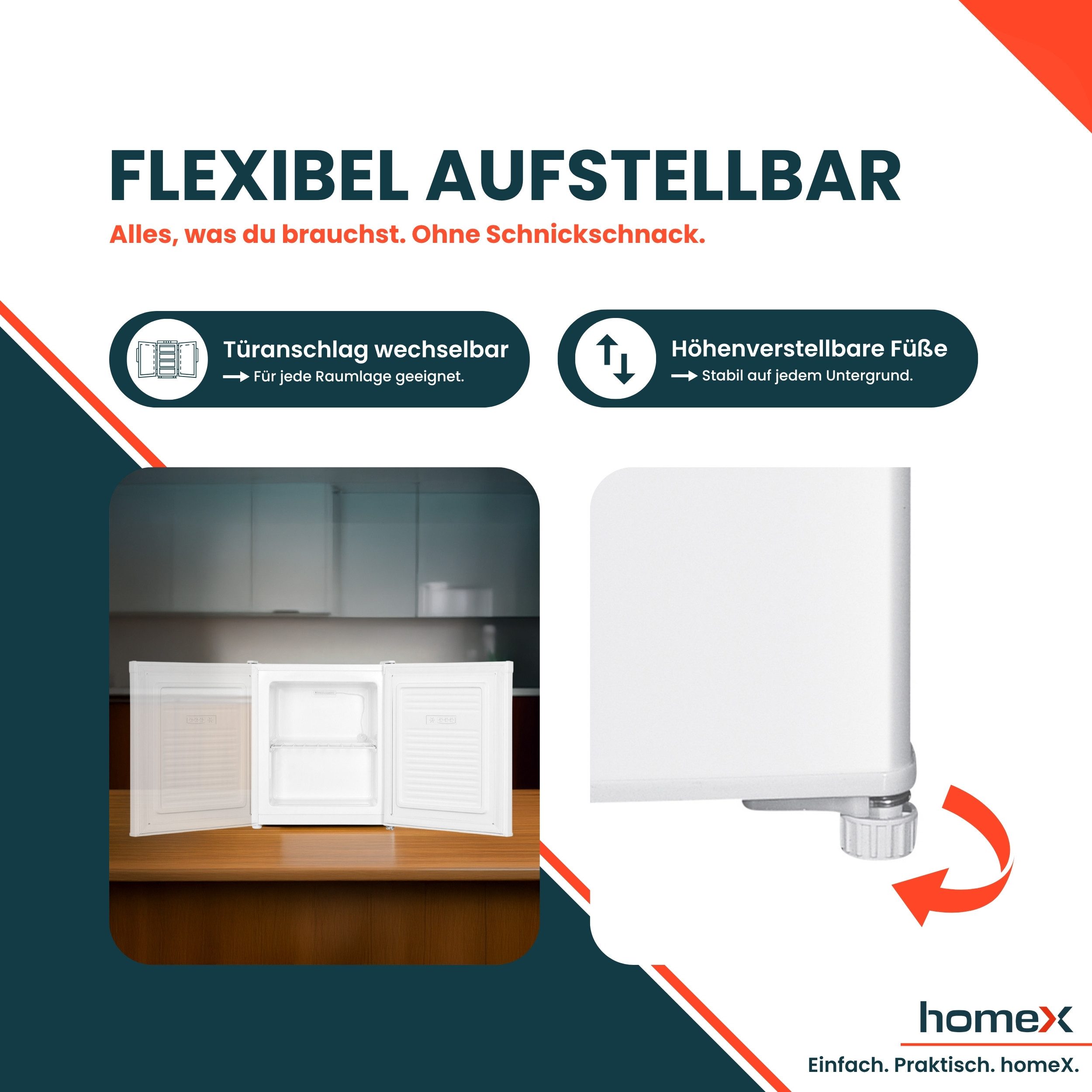 homeX Gefrierschrank FM1015-W, 51 cm hoch, 44 cm breit, Mini-Gefrierschrank, Gefrierbox, 33 L Nutzinhalt, klein, weiß