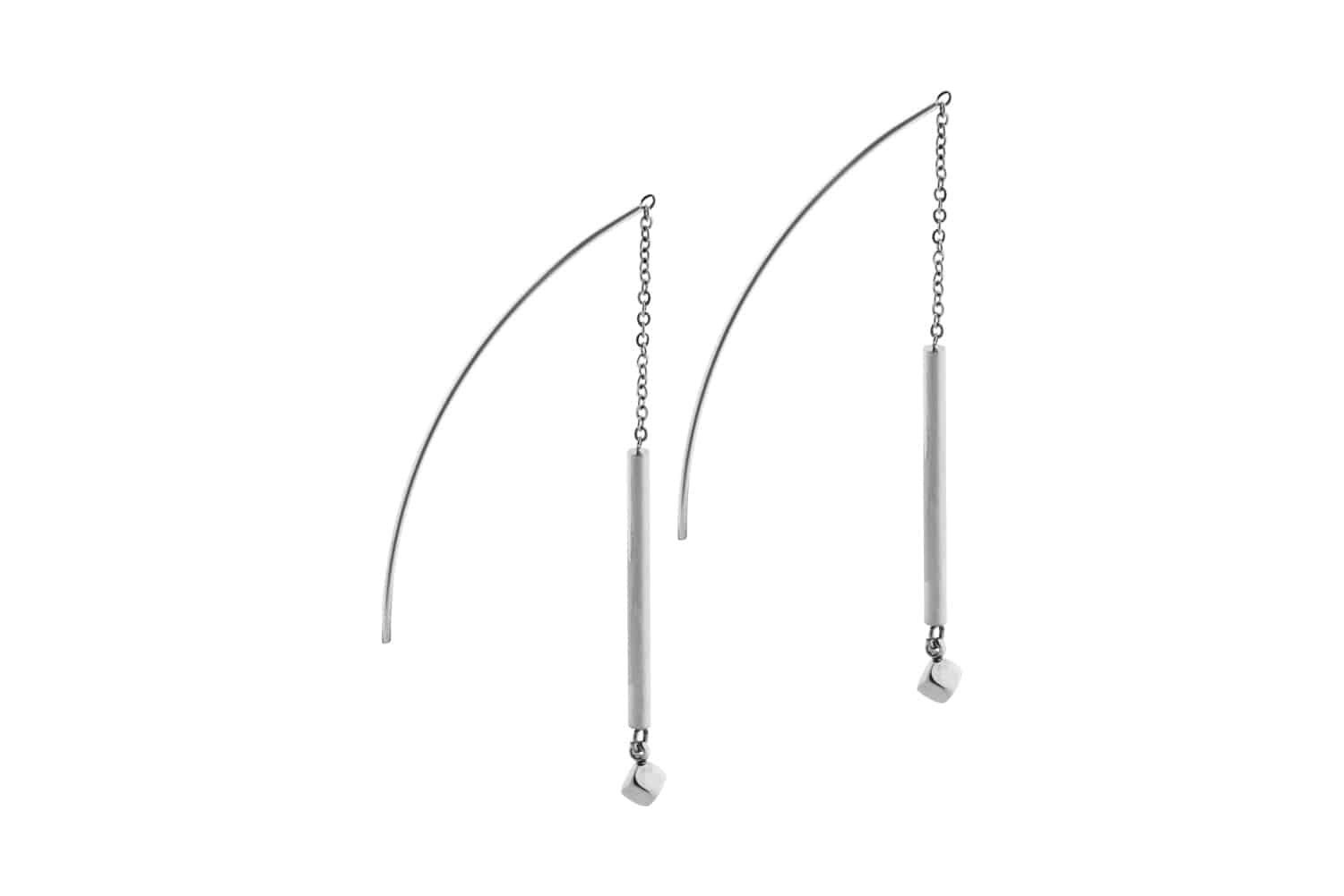 FILANGO Paar Ohrstecker Chirurgenstahl Ohrring Kette STANGE + WÜRFEL (Ohrstecker, 1-tlg)