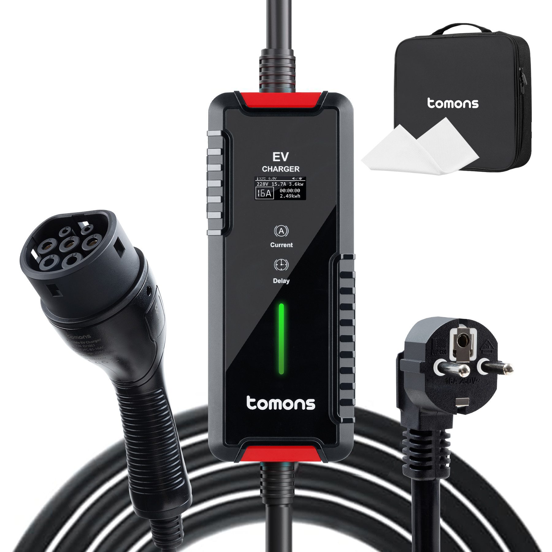 Ladekabel Elektroauto Typ 2 Schuko 3,5 kW Wallbox Autoladekabel