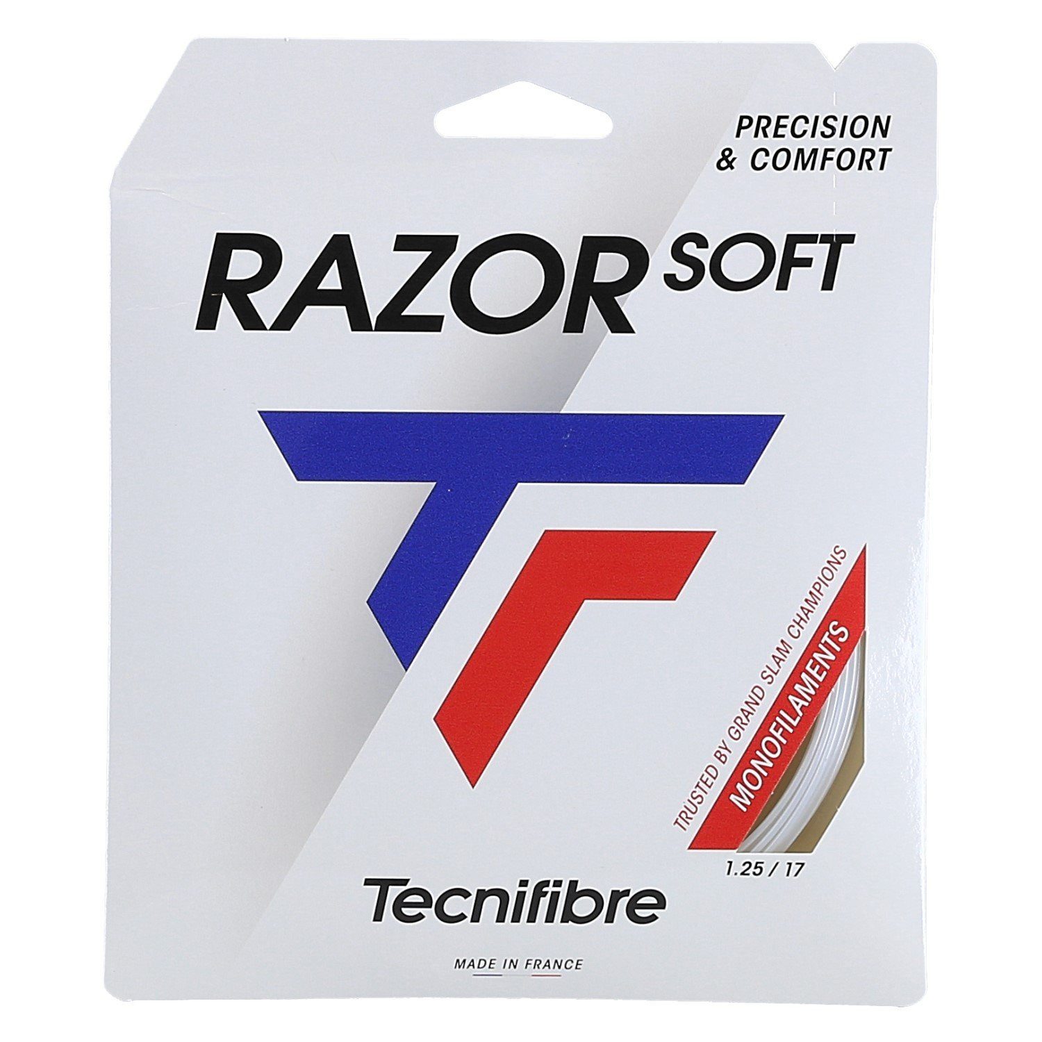 Tecnifibre Tennissaite Razor Soft (Haltbarkeit+Allround) weiss 12m Set, Saitendicke: 1.30