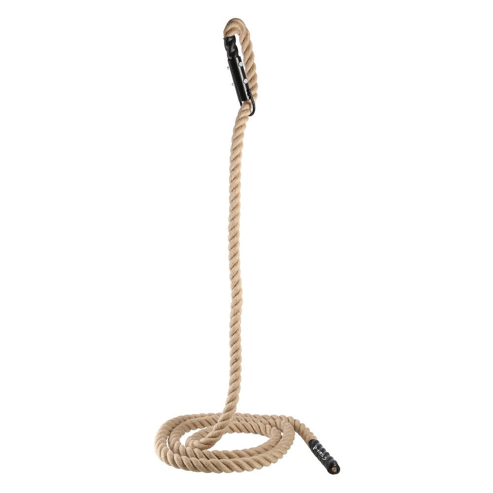 HMS Kletterseil Klettertau Trainingsseil Fitnessseil (Spar-Set, 1-tlg., 500 cm griffig), Jute, Karabinerhaken, bis 300 kg belastbar