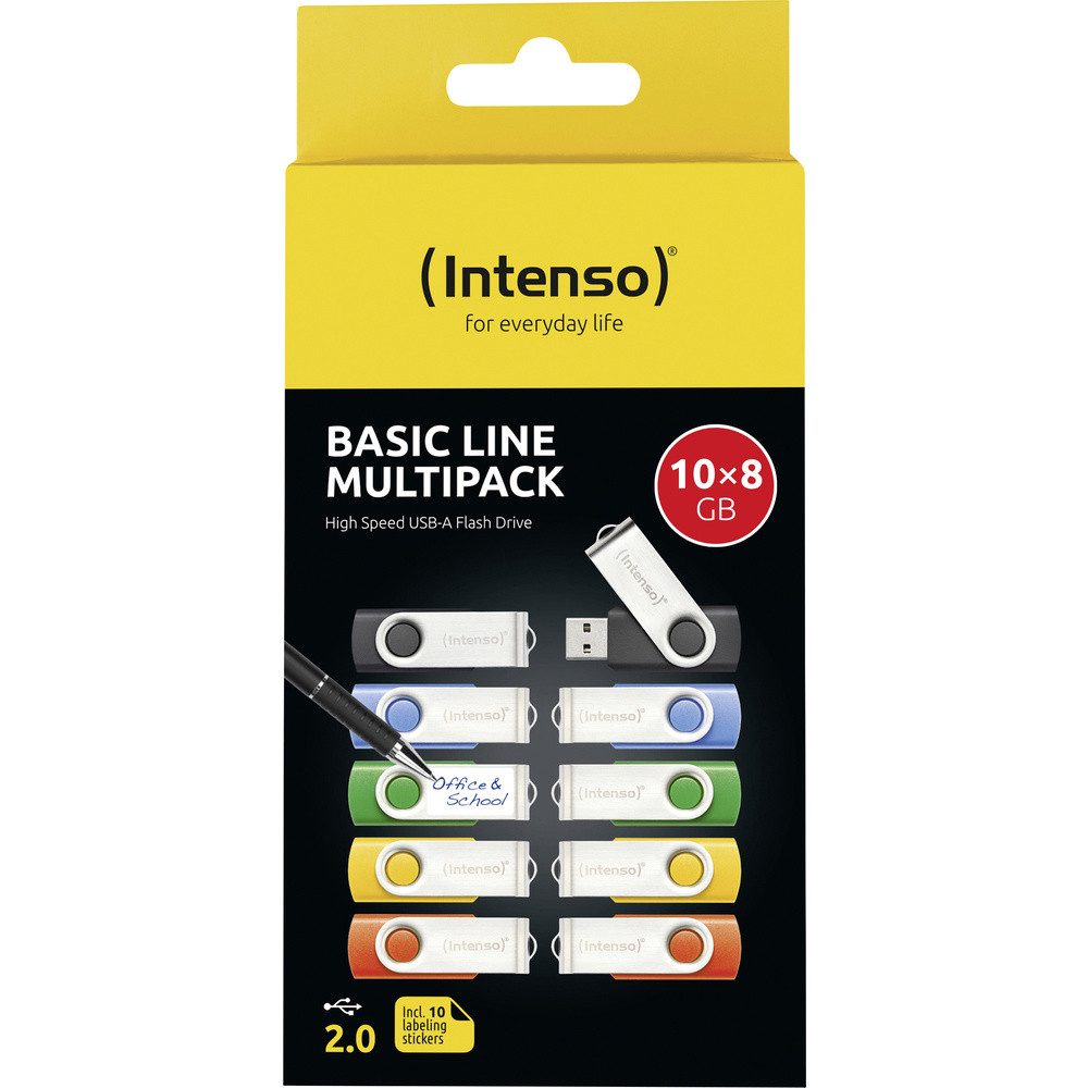 Intenso Intenso USB-Stick 10er Pack Basic Line 10 x 8 GB USB-Stick 8 GB Gelb, USB-Stick