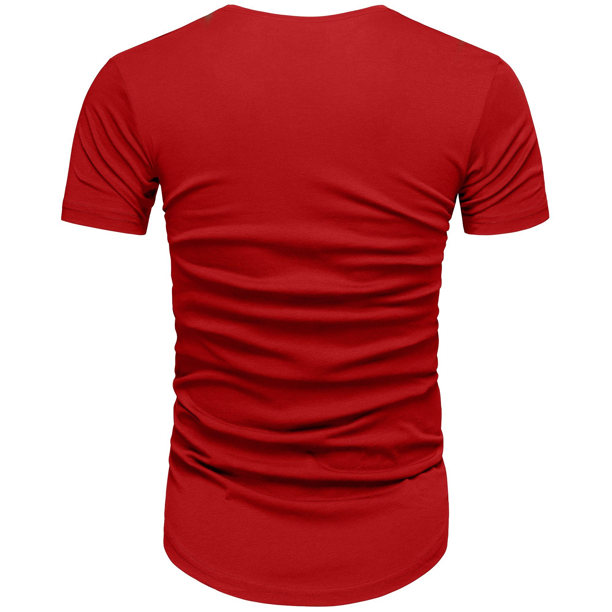 Shirt Herren T-Shirt Oversize BELLEVUE T-Shirt V-Neck Amaci&Sons mit Vintage Basic V-Ausschnitt Rot Basic Oversize V-Ausschnitt