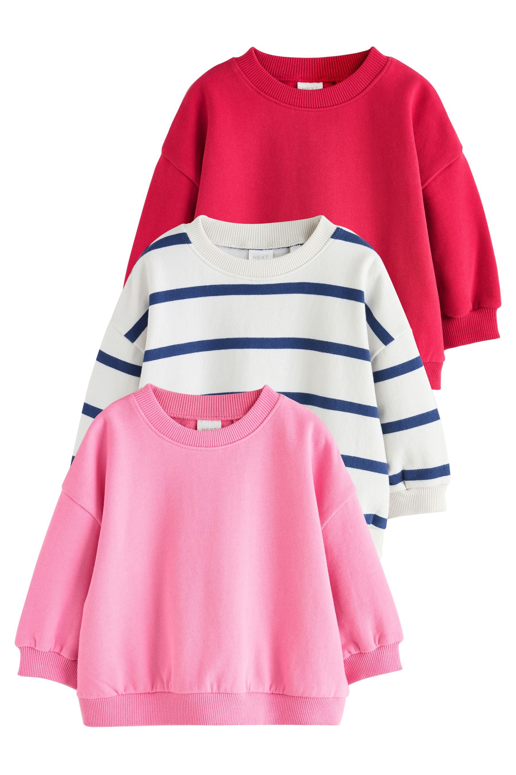 Next Sweater Sweatshirts mit Rundhalsausschnitt, 3er-Pack (3-tlg)