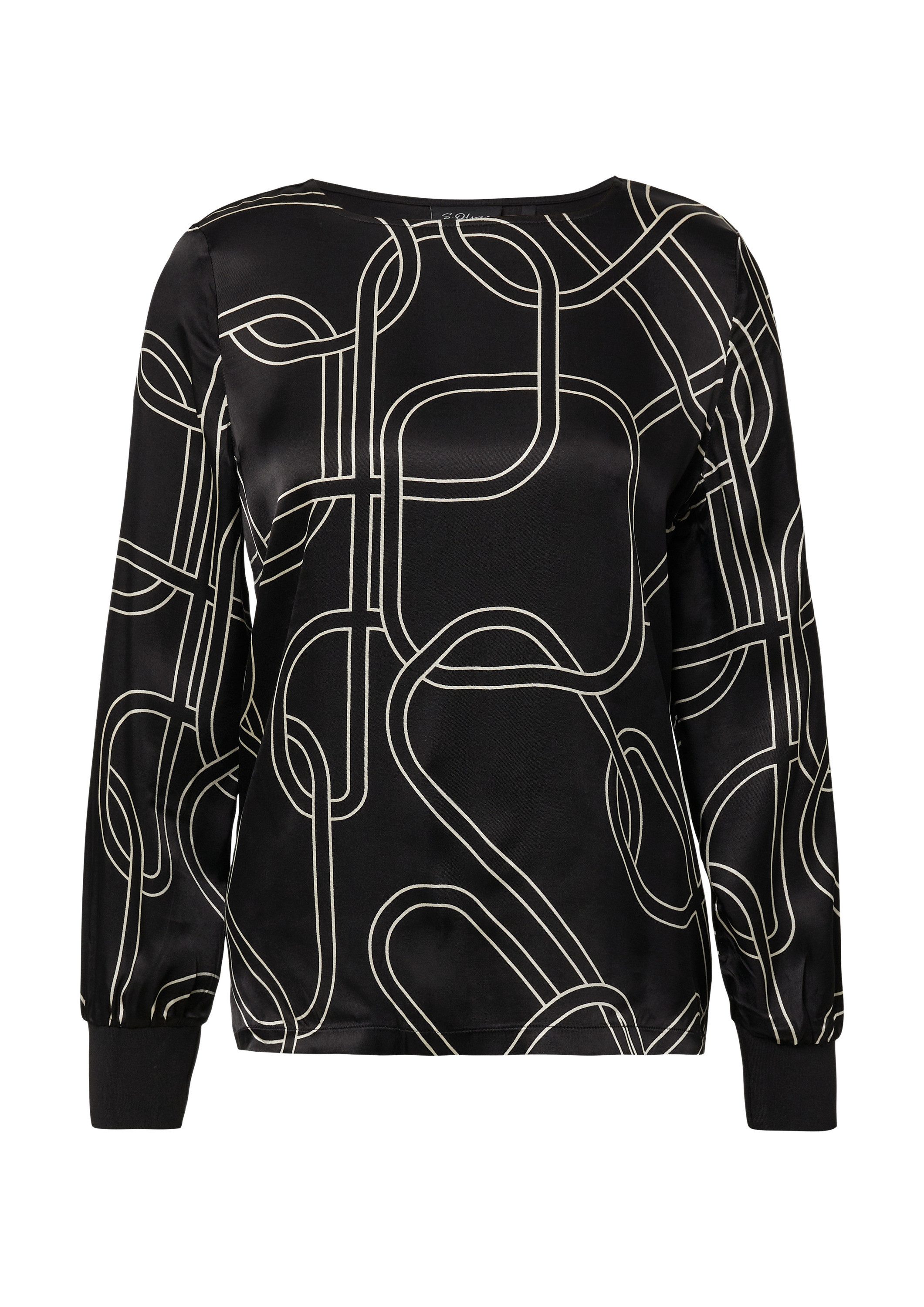 s.Oliver Langarmshirt T-Shirt Satinierte Viskose-Bluse mit Print günstig online kaufen