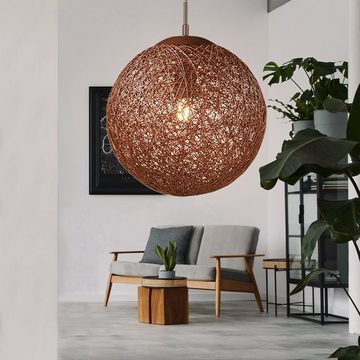 WOFI Kugelleuchte, Leuchtmittel nicht inklusive, Kugel Hänge Lampe Wohn Zimmer Decken Beleuchtung Rattan Geflecht