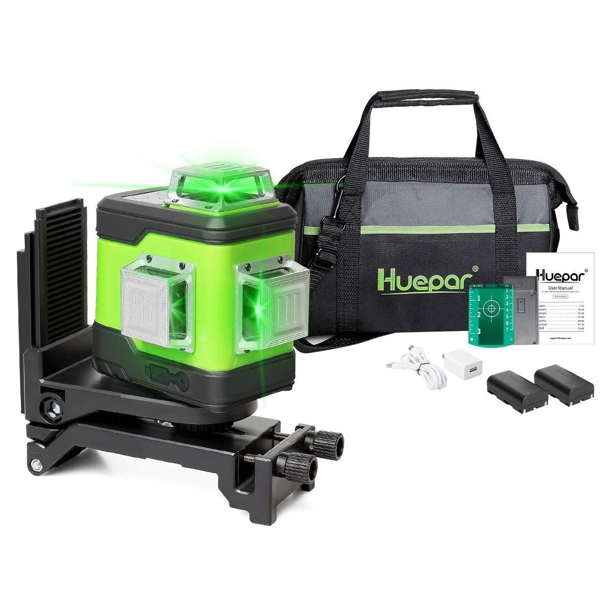 Huepar Kreuzlinienlaser Huepar 503CG grüner 3D selbstnivellierender Kreuzlinienlaser