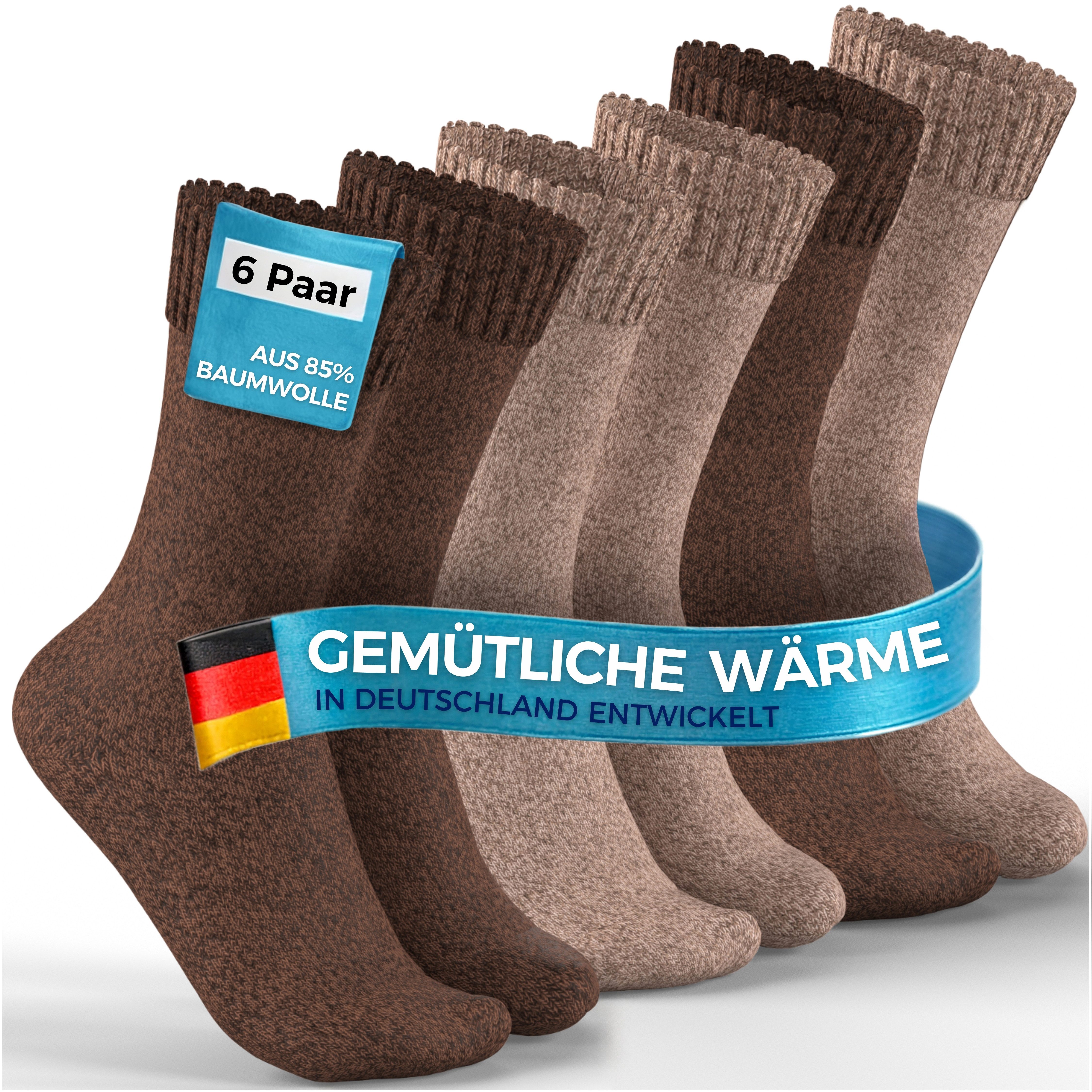 MEDOLY Thermosocken Wintersocken mit 85% Baumwolle (6er-Pack) Vollfrottee für extra Wärme