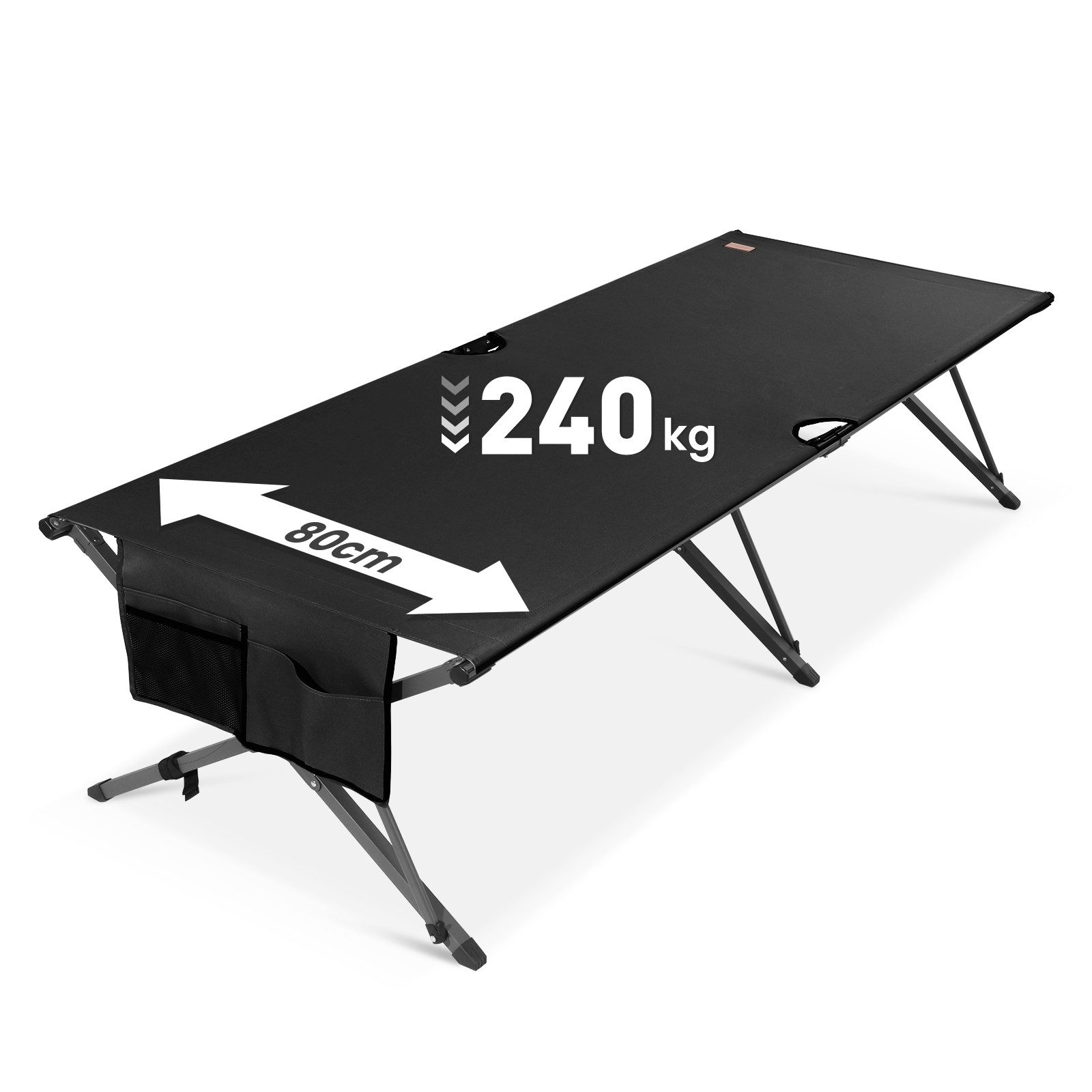 HOMECALL Klappbett Feldbett Camping klappbar 210×80 cm bis 240 kg (Campingbett extra breit mit 600D Oxford-Gewebe, verstärkte X-Beine, faltbares Klappbett mit Seitentasche) 600D Oxford-Gewebe, : Strapazierfähig & atmungsaktiv
