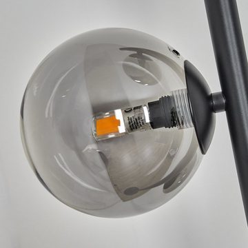 hofstein Pollerleuchte moderne Stehlampe aus Metall/Glas in Schwarz/Rauchglas, ohne Leuchtmittel, Standleuchte, Glasschrime Ø12cm, Fußschalter, 3x G9, ohne Leuchtmittel